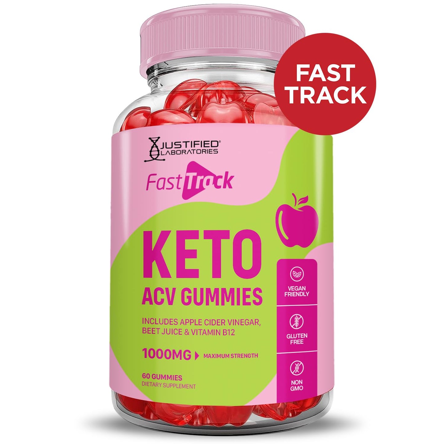 Justified Laboratories Fast Track Keto ACV Gummies, 120 Gummies