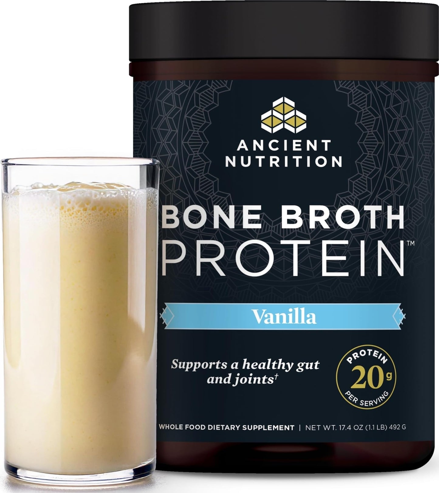Ancient Nutrition Grass Fed Bone Broth Protein Powder 17.4
