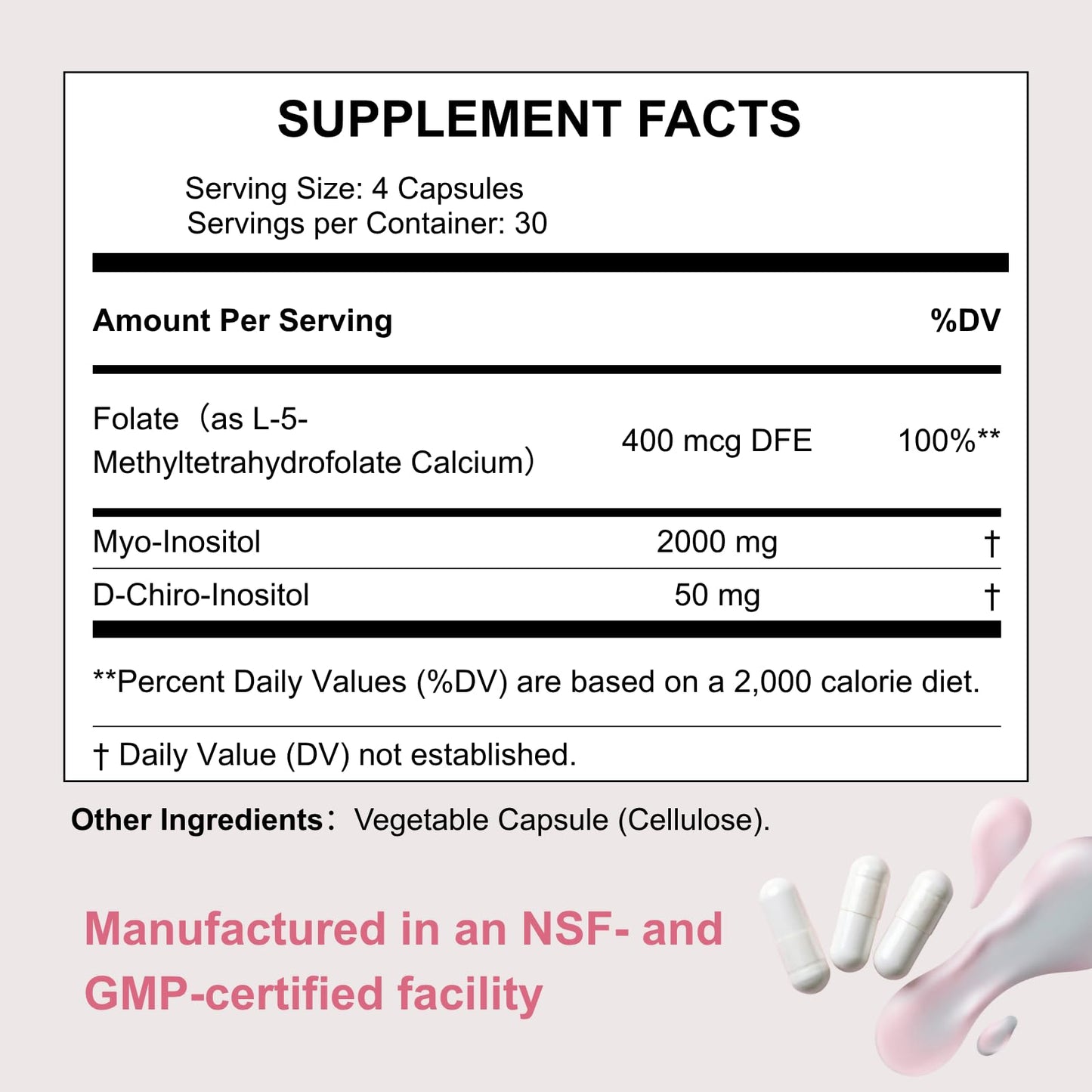 BioFianne Myo-Inositol & D-Chiro Inositol Supplement for Women, 40:1 Ratio Ideal Capsule, 120 Count