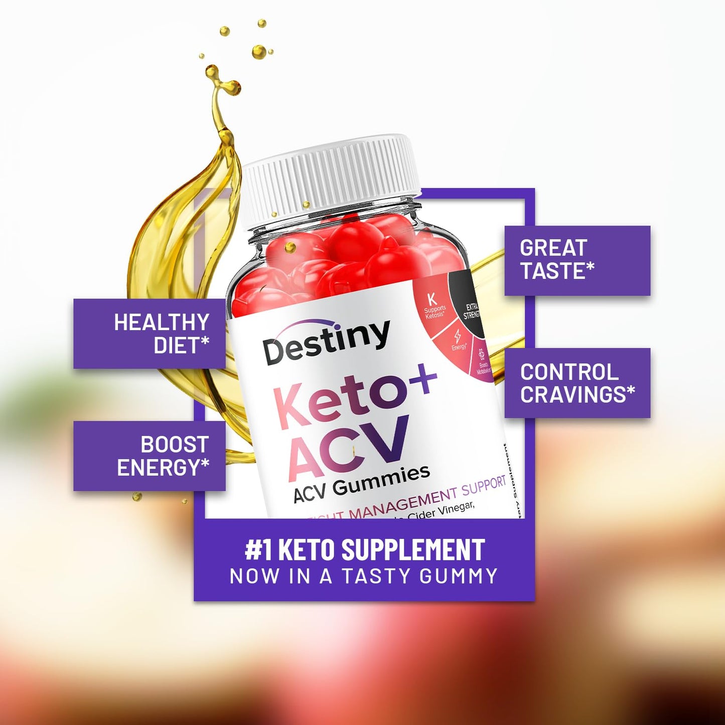 Indelo Destiny Keto ACV Gummies - Advanced Formula Destiny Keto Plus ACV Gummies, Weight Management, Destiny ACV Dietary Supplement for Men and Women, 60 Gummies