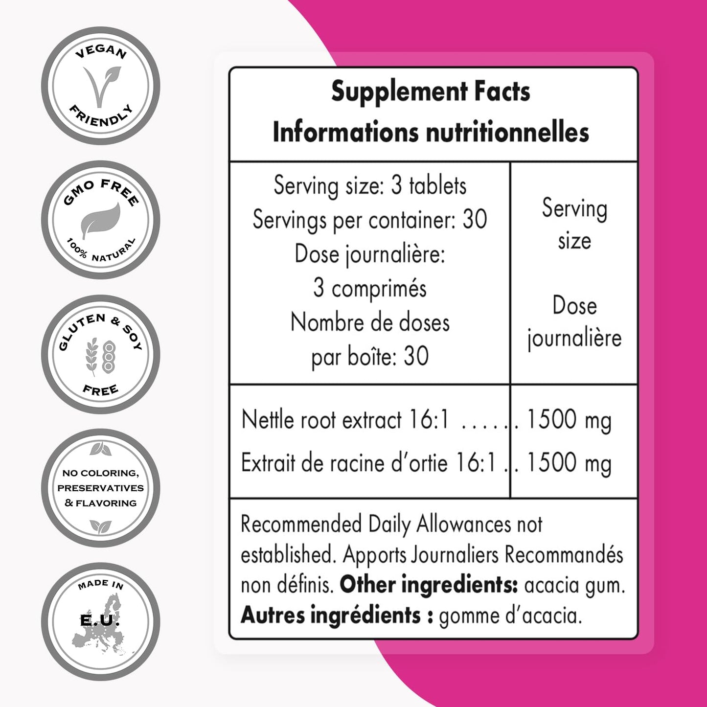 Supersmart Nettle Root Extract 1500 mg Per Day, 90 Tablets