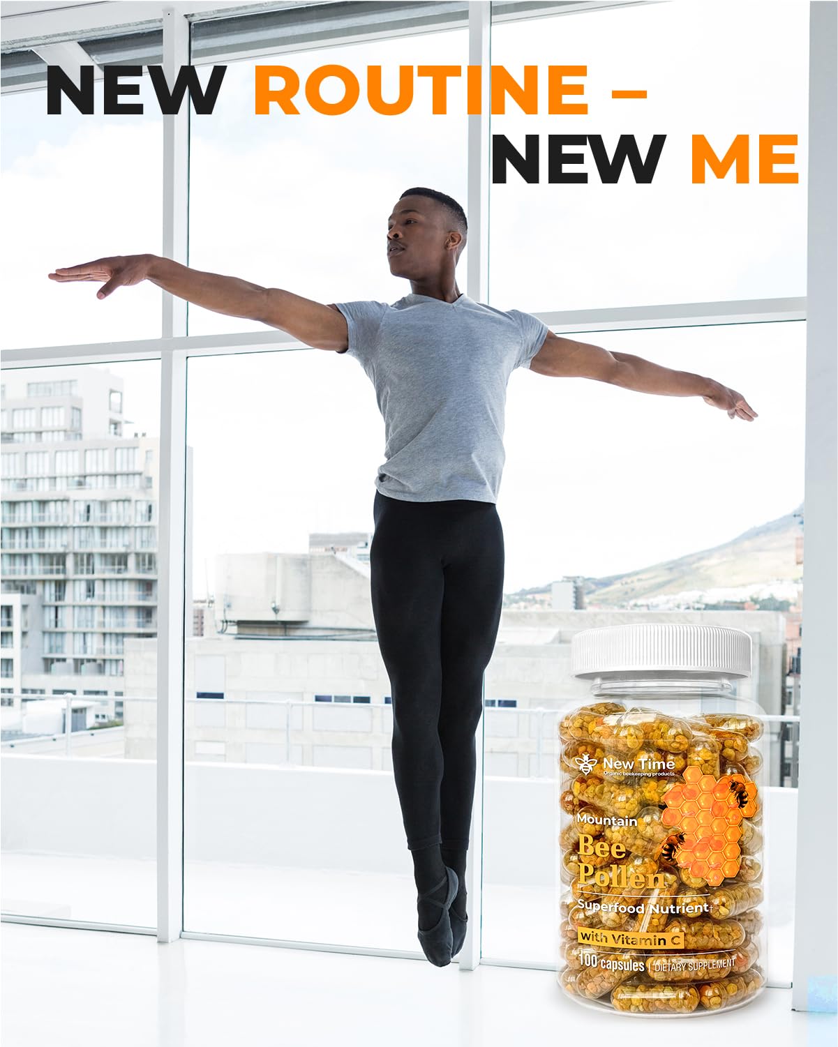 New Time Organic Beekeeping Products Bee Pollen Capsules, 60 Capsules