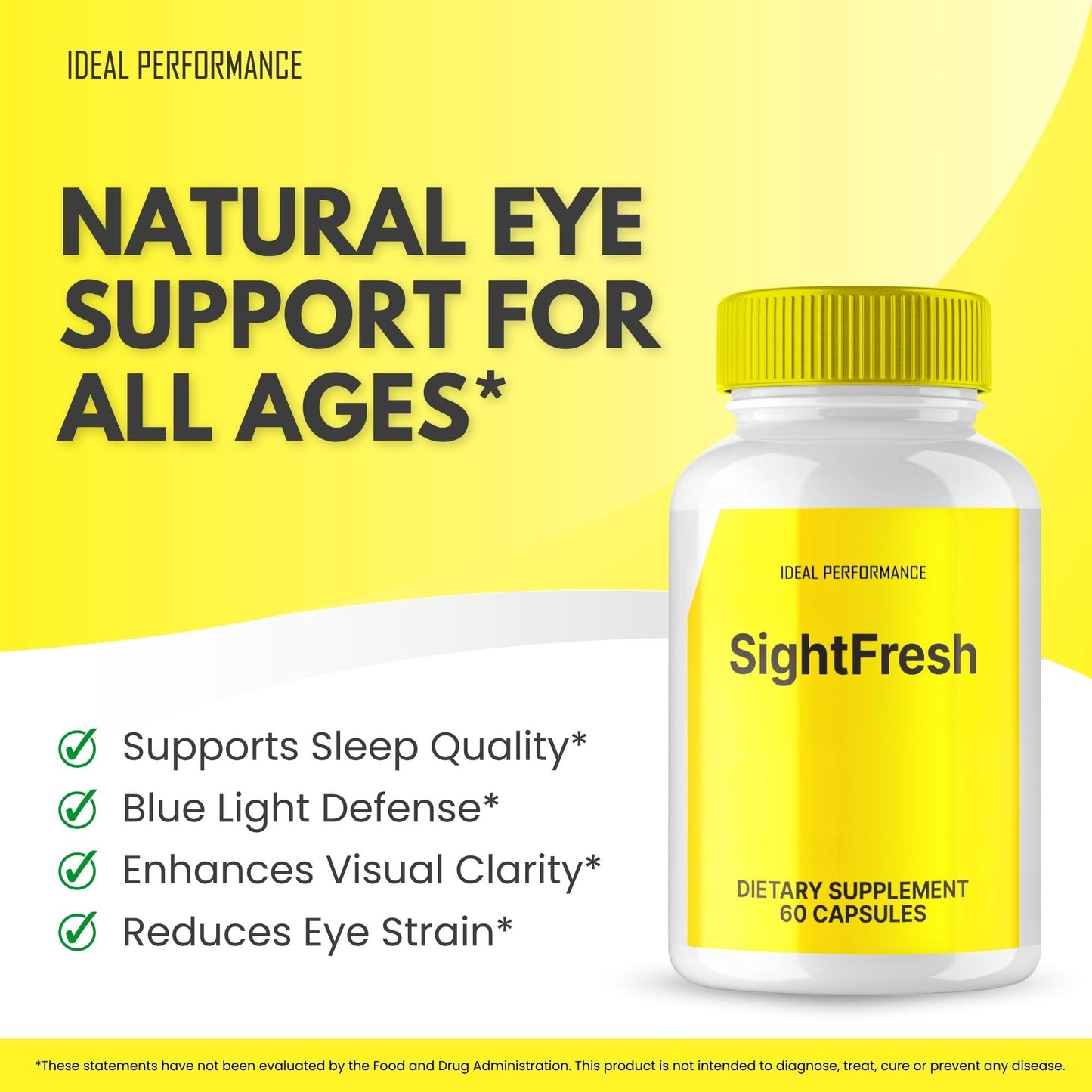 IDEAL PERFORMANCE Sight Fresh Eye Health Supplements Capsules, 180 Capsules