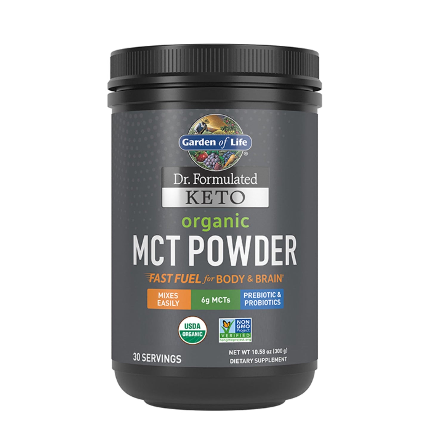 Garden of Life Dr. Formulated Organic MCT Powder with MCTs from Coconuts, Prebiotic Fiber & Probiotics, 10.58 Ounce