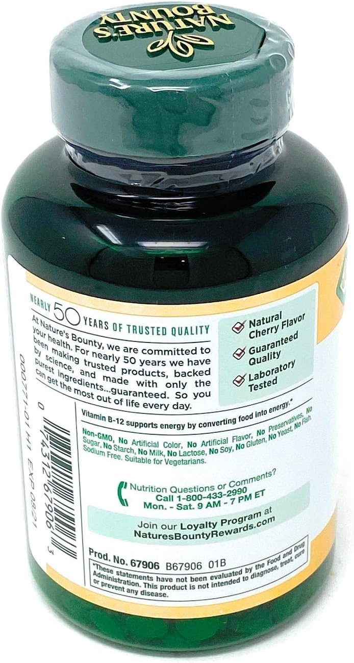 Nature's Bounty Vitamin B-12 2500 mcg Tablets, 300