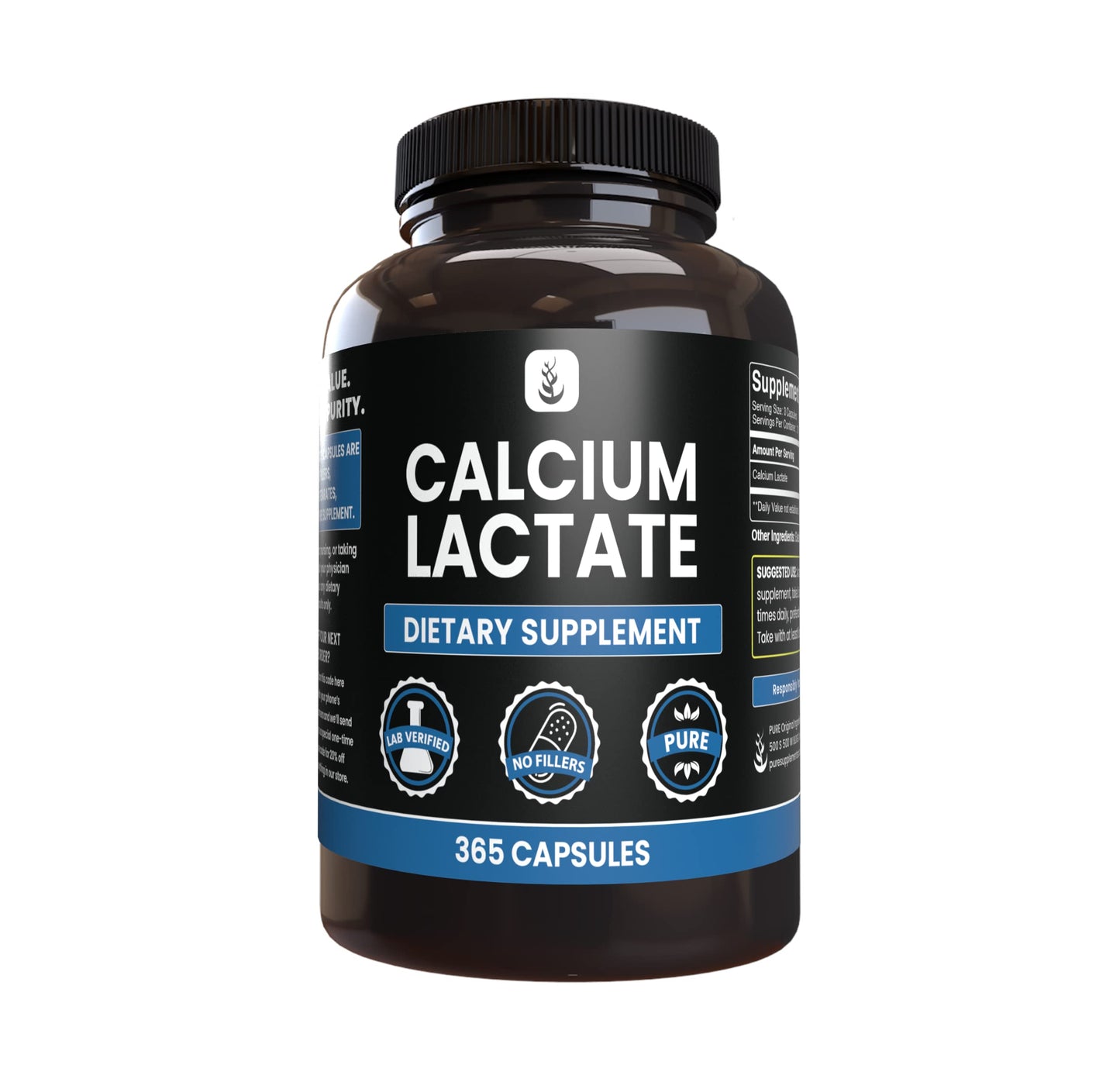 Pure Original Ingredients Calcium Lactate Capsules 365