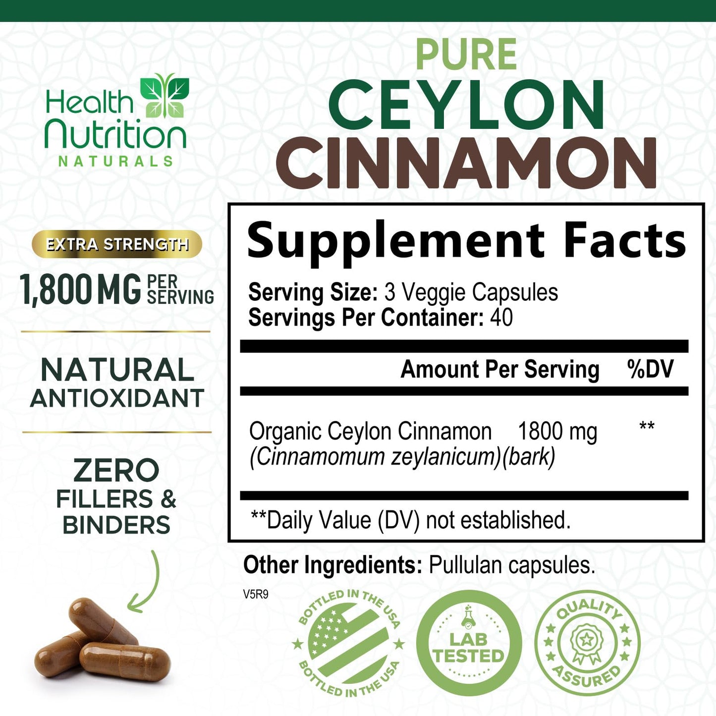 Health Nutrition Naturals Ceylon Cinnamon 120 Capsules