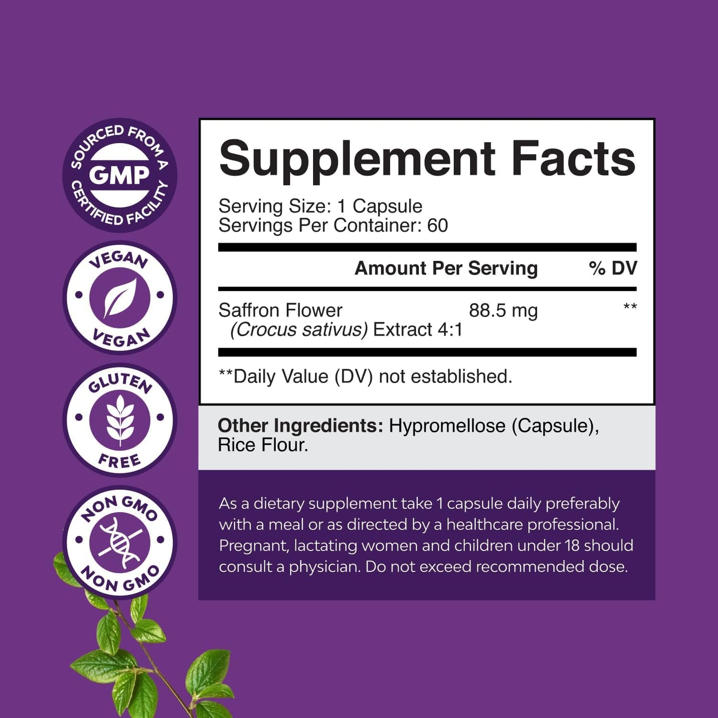 Natures Craft Saffron Extract Capsules, 60 Count