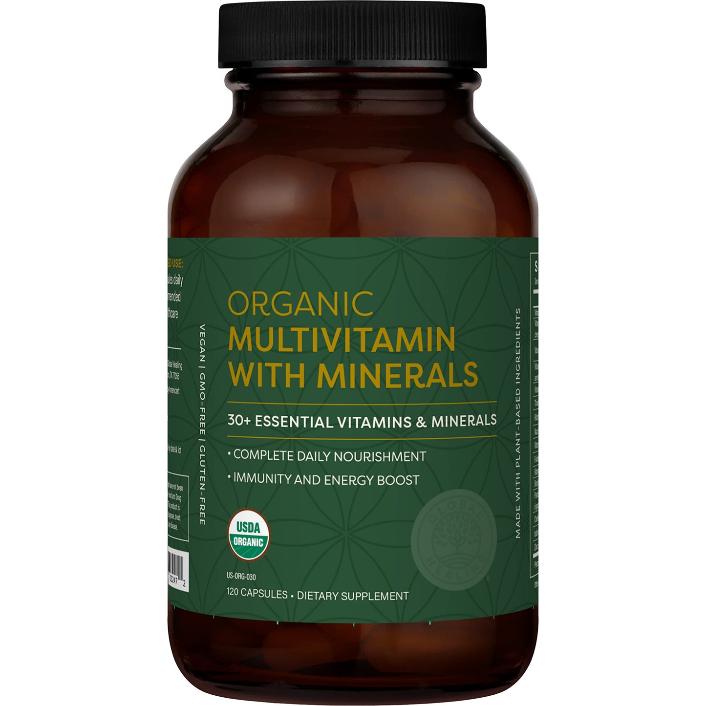 Global Healing Center USDA Organic Multivitamin for Women & Men Capsules, 120