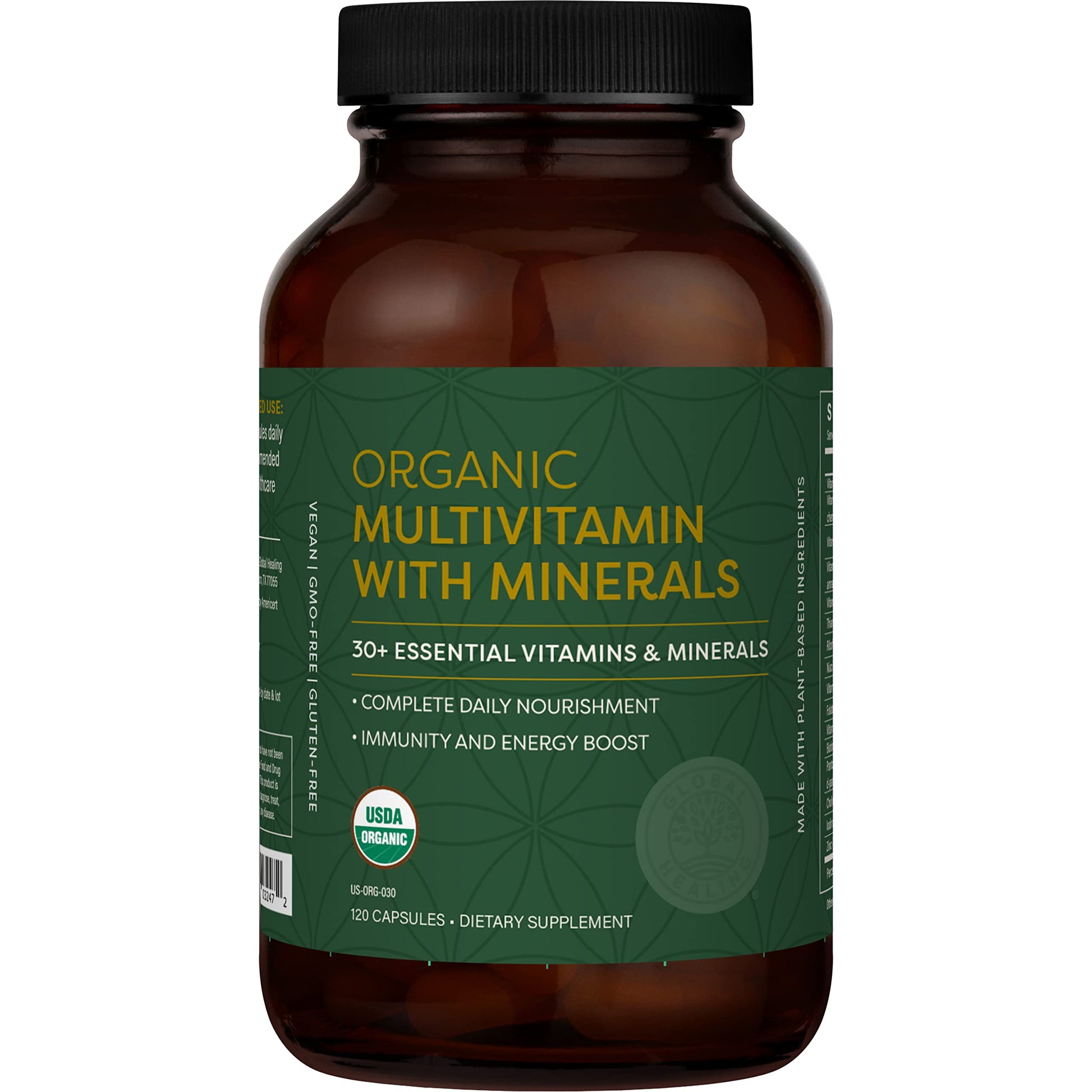 Global Healing Center USDA Organic Multivitamin for Women & Men Capsules, 120