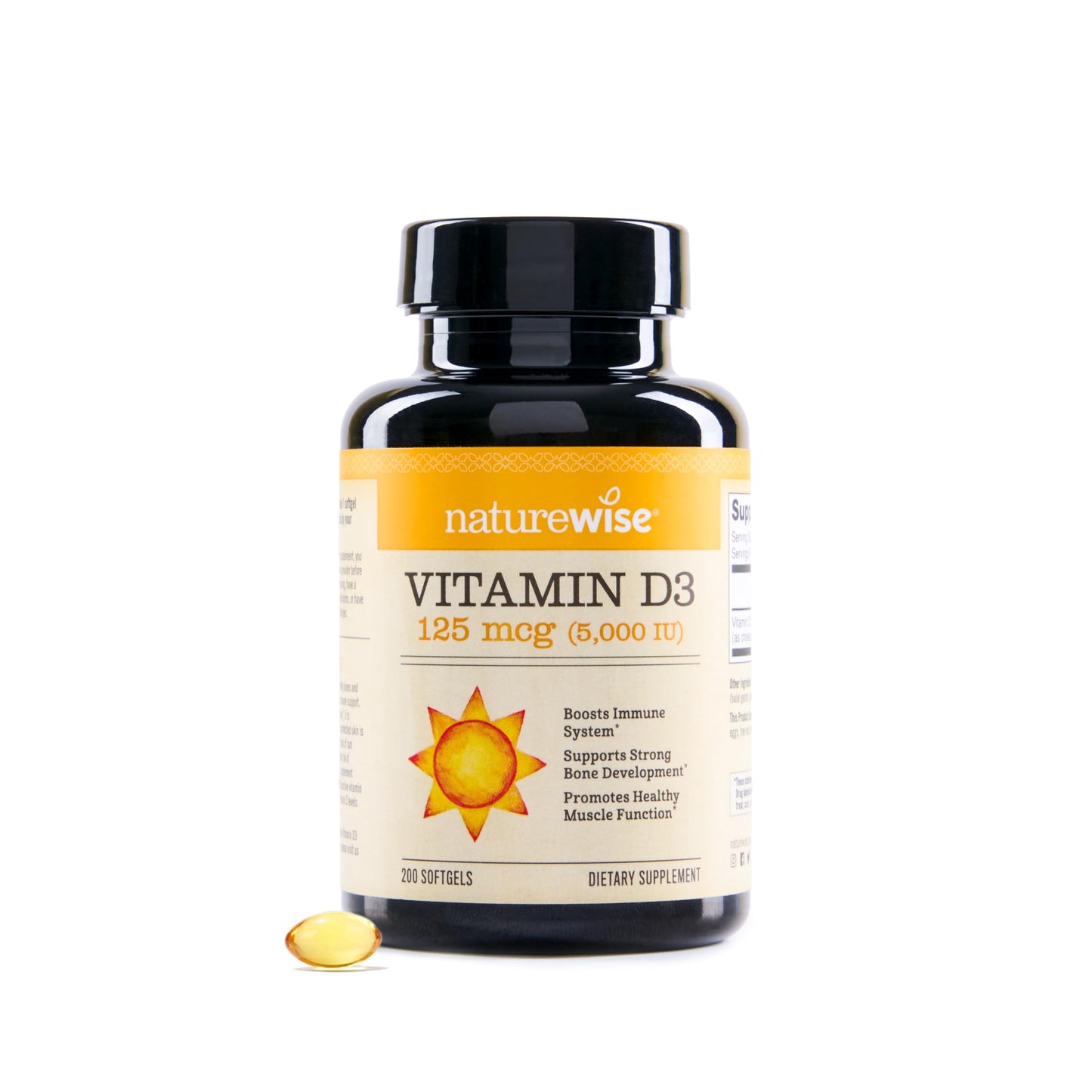 NatureWise Vitamin D3 5000 IU Supplement Softgel, 200 Softgels