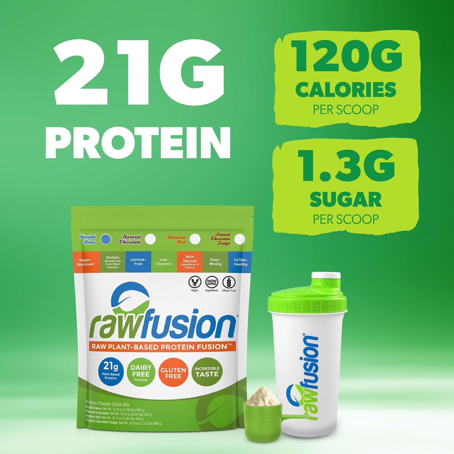 SAN Rawfusion Vegan Protein Powder Vanilla Bean 31.7 oz