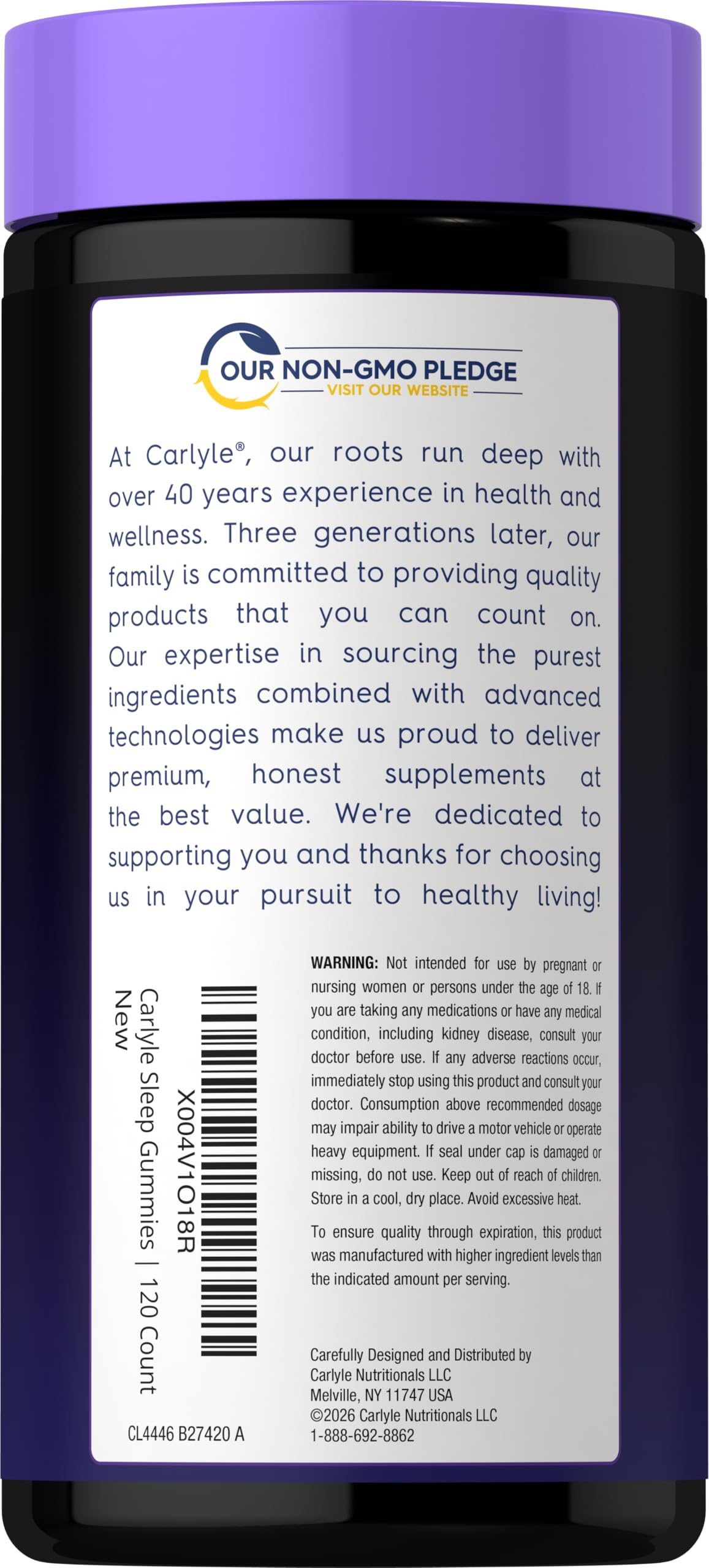 Carlyle Sleep Gummies with Melatonin and Magnesium Gummy, 120 Count