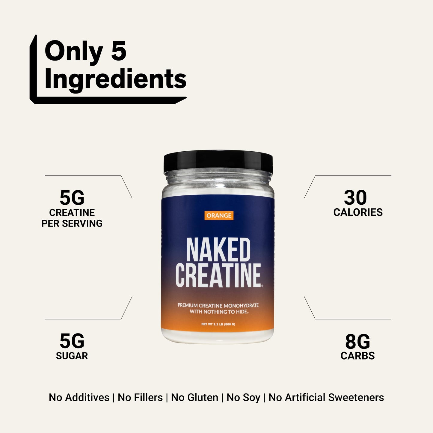 NAKED Pure Micronized Orange Creatine Monohydrate Powder 36 Servings (17.6 oz)