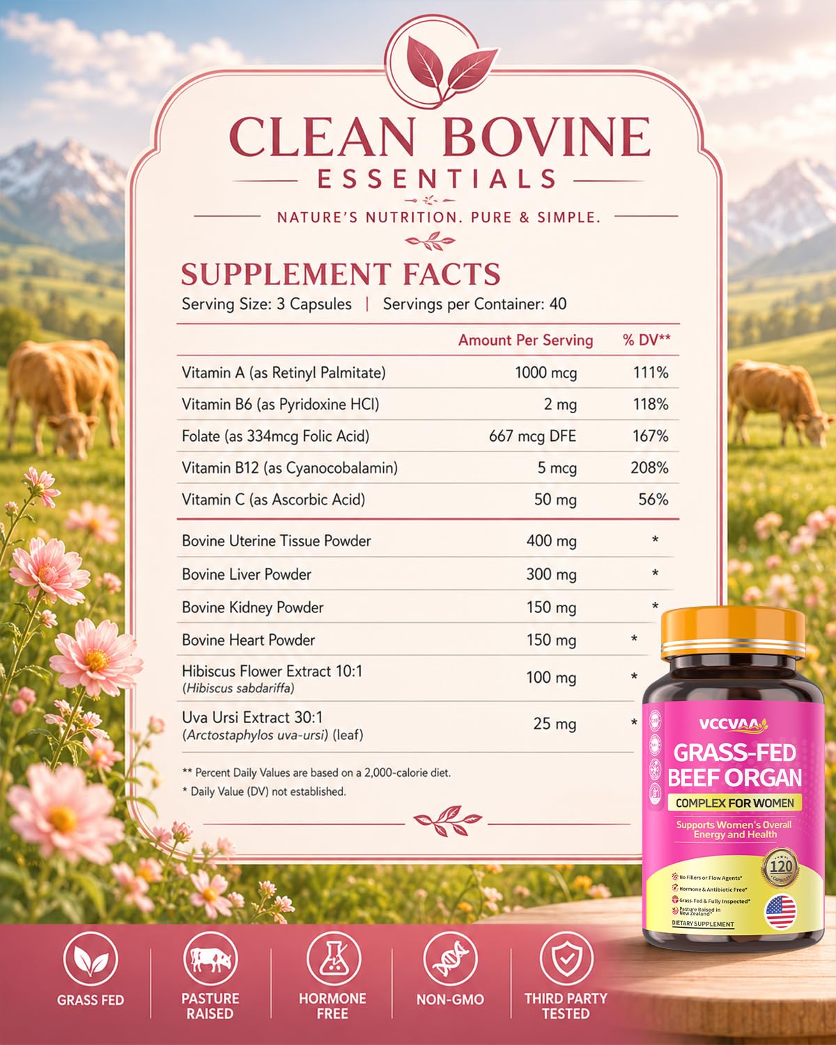 Vccvaa Beef Organ Supplement for Women Capsule 120 Caps