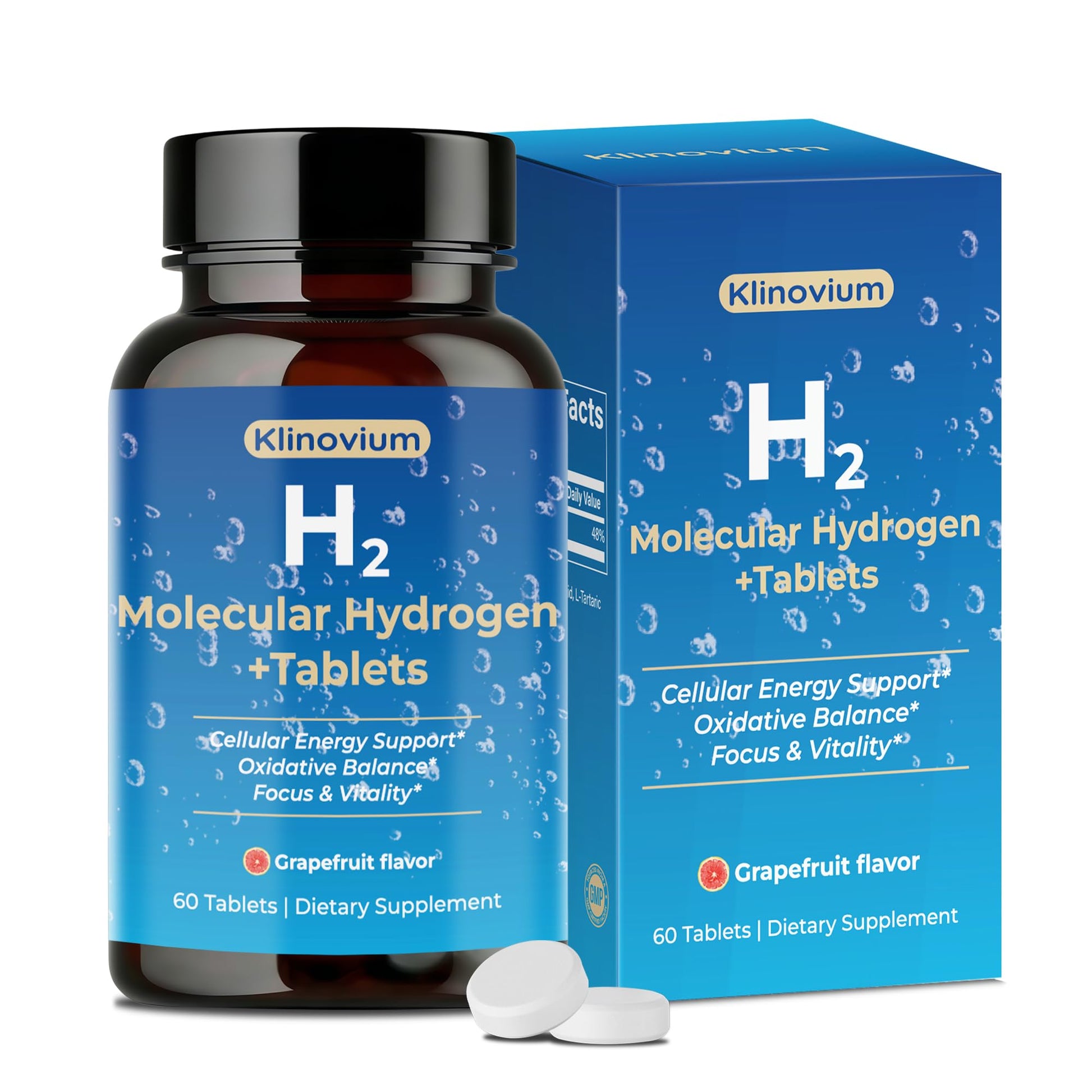 Klinovium Hydrogen Water Tablets with Magnesium, 60 Count
