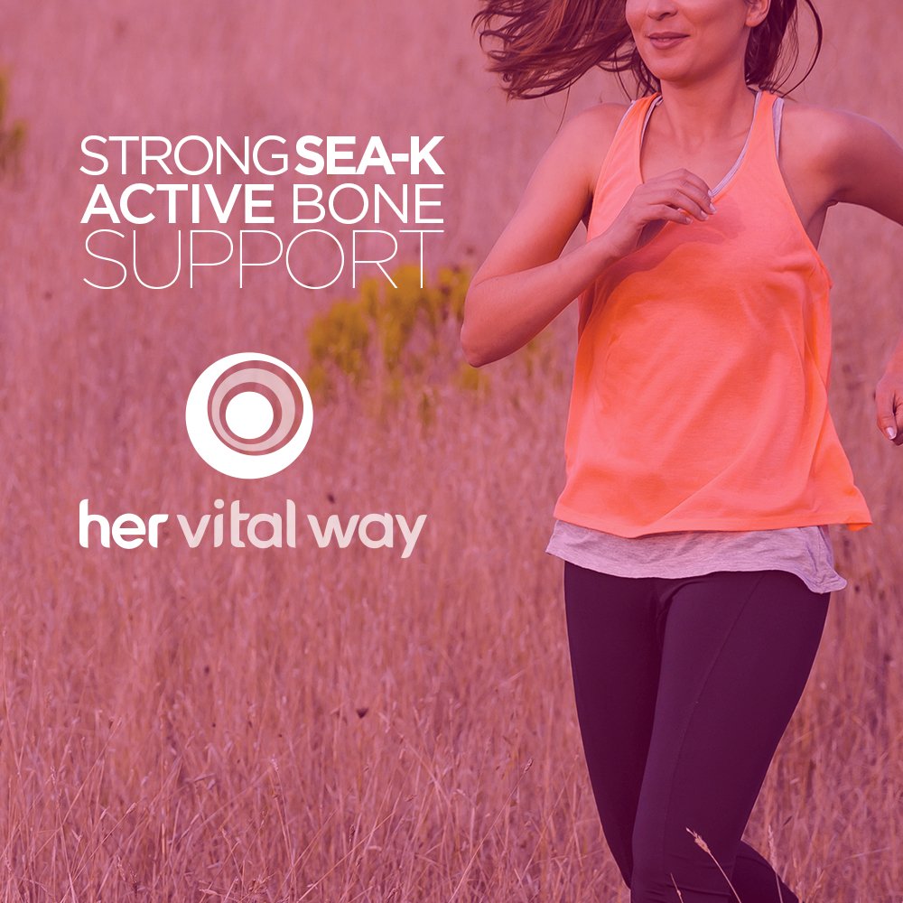 Her Vital Way Strong Sea-K Calcium Supplement with K2 and D3, Whole Food Calcium with Trace Minerals, 60 Capsules