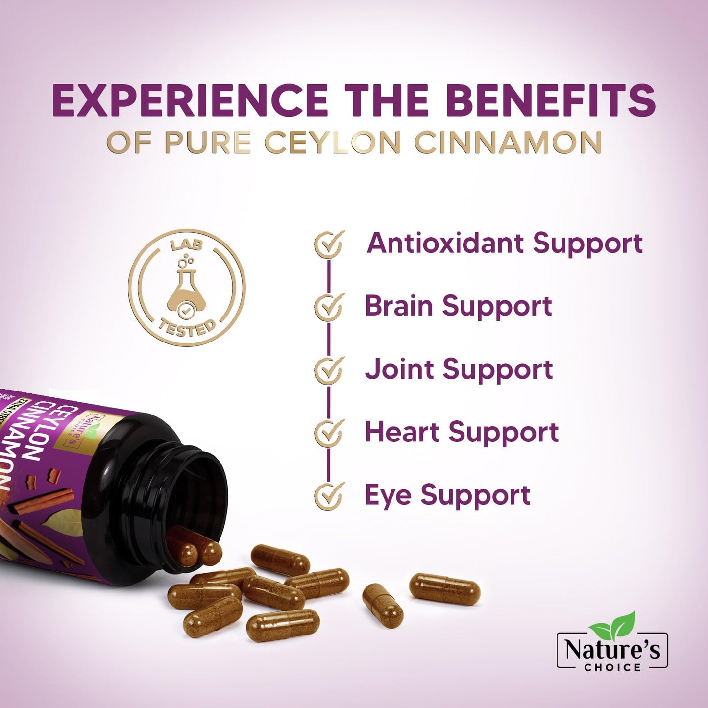 Nature's Choice Ceylon Cinnamon Capsules 60 Count