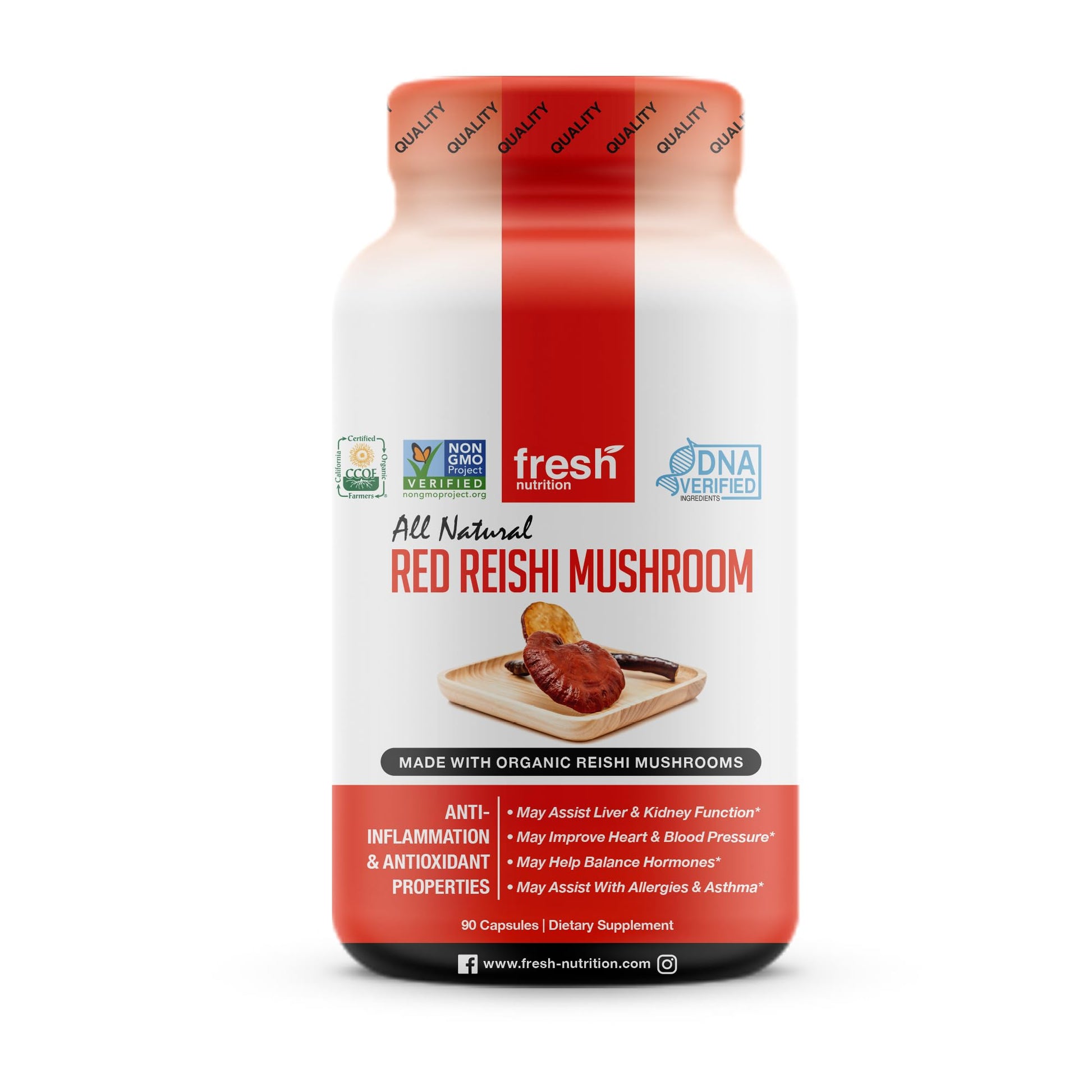 Fresh Nutrition Organic Reishi Mushroom Capsules 90 Capsules