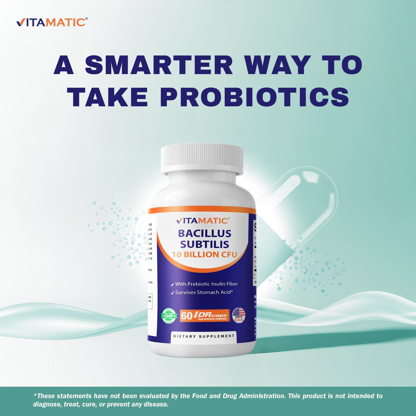 Vitamatic Bacillus Subtilis 10 Billion per DR Powder, 3.5 Ounce