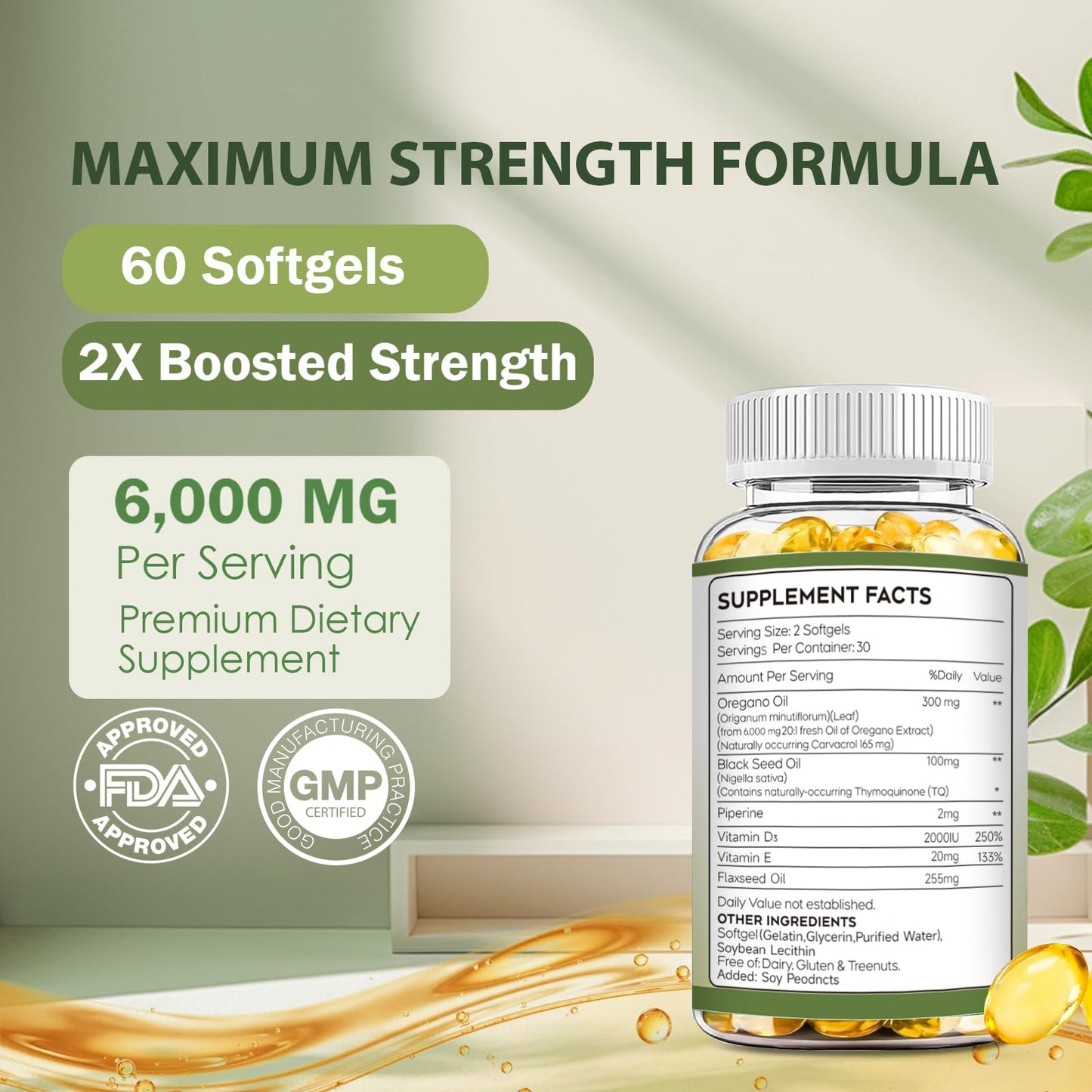 Mamanana Oil of Oregano with Black Seed Oil, Capsules, 60 Capsules