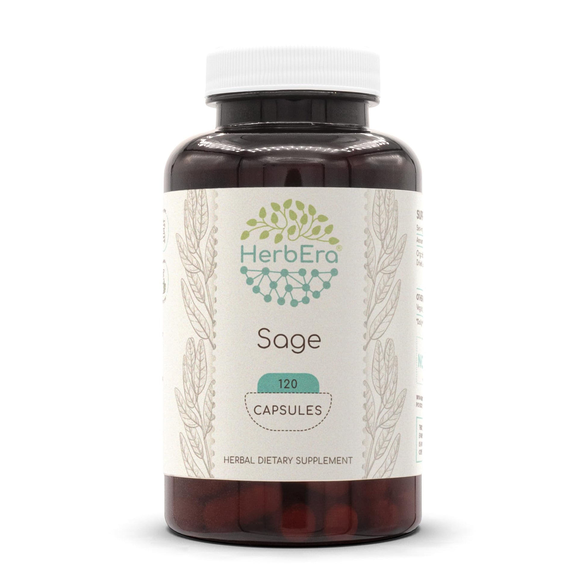 HerbEra Sage 500 mg Dried Leaf Capsules, 120 Count