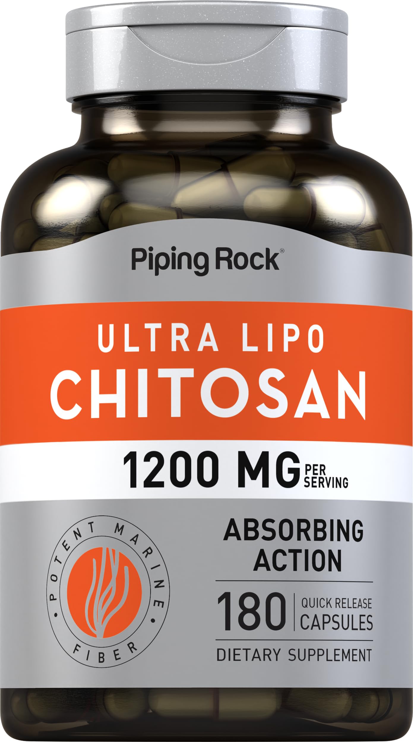 Piping Rock Chitosan Supplement 1200 mg Capsules, 180 Capsules