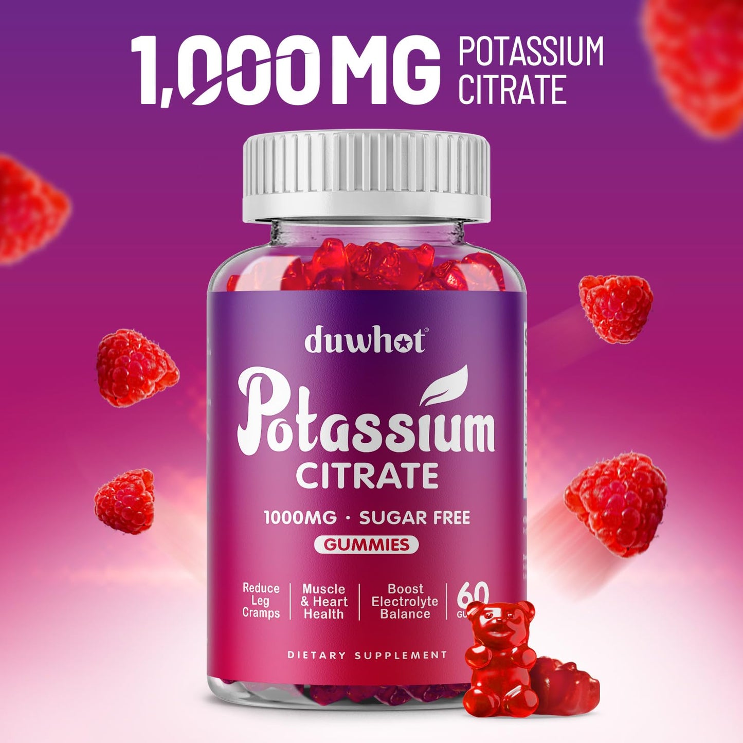 duwhot Potassium Citrate 1000mg & Calcium Citrate 1000mg, 120 Gummies