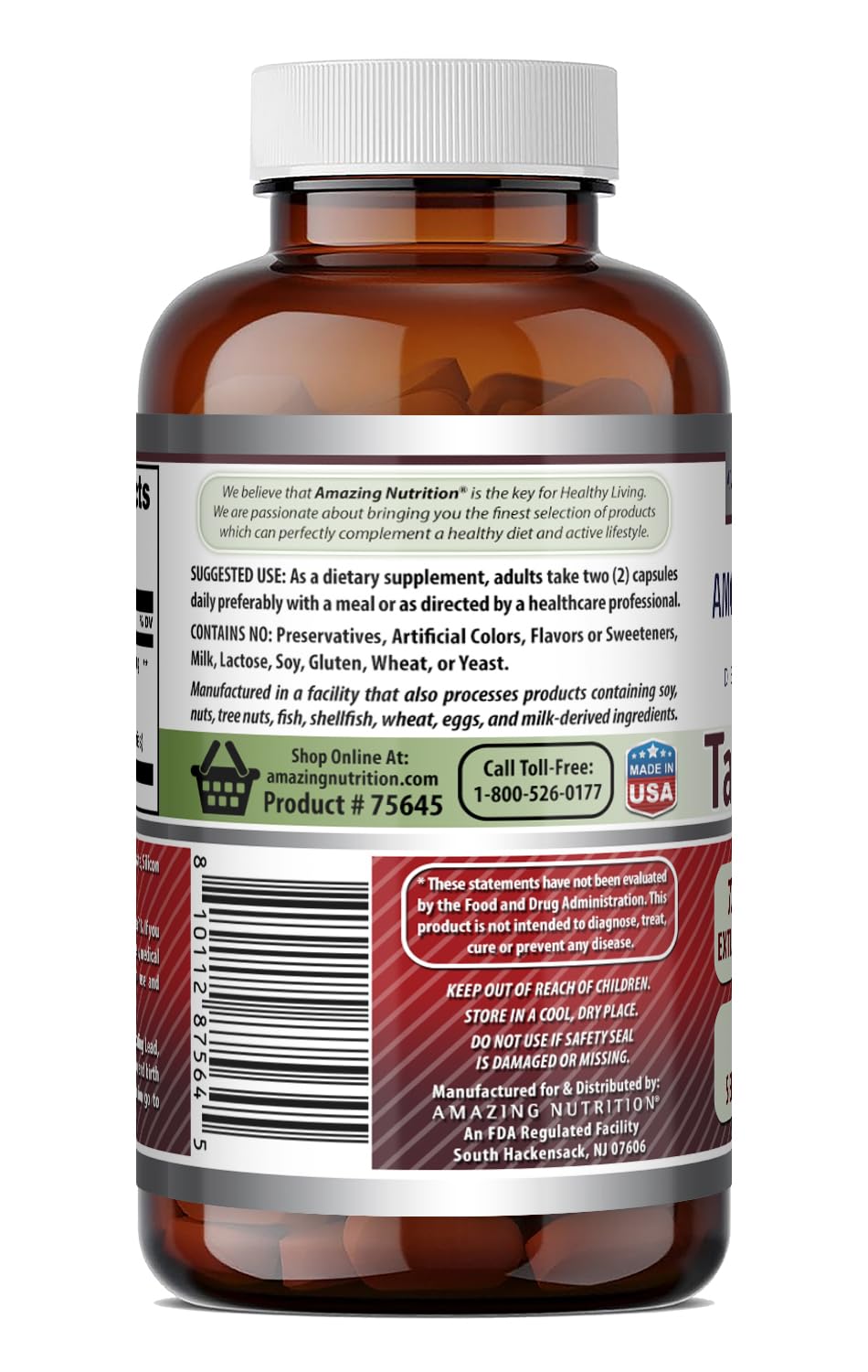 Amazing Nutrition Amazing Formulas Tart Cherry 700 Mg 10:1 Extract Capsules 100