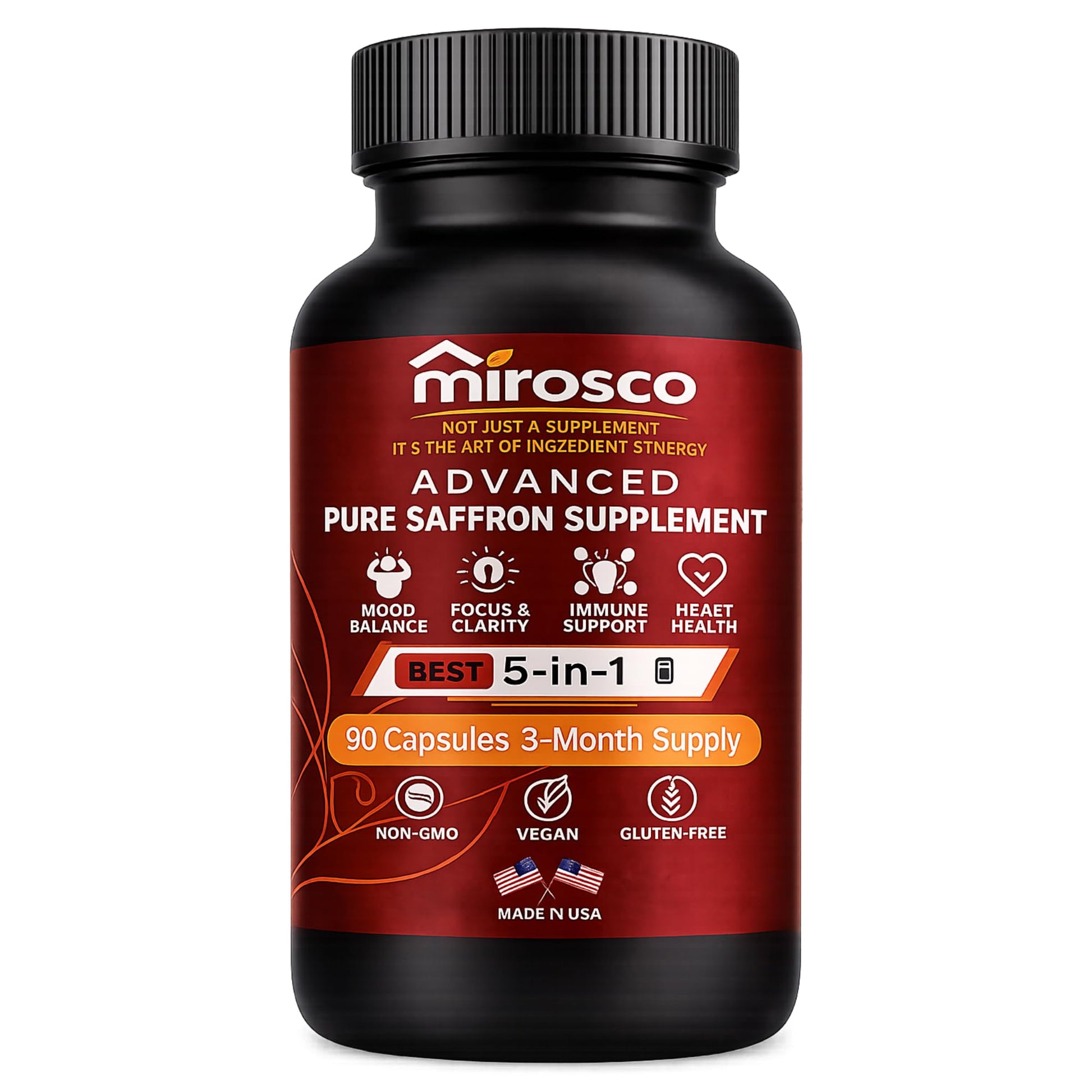 Mirosco Pure Saffron Supplements Capsules, 90 Count