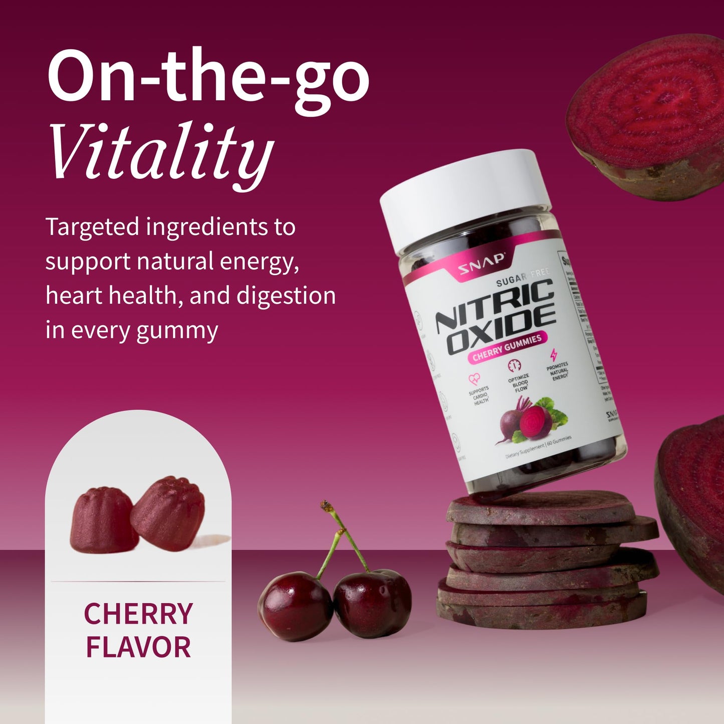 Snap Supplements Nitric Oxide Beet Root Gummies + Prostate Health Soft Chews, 120 Count