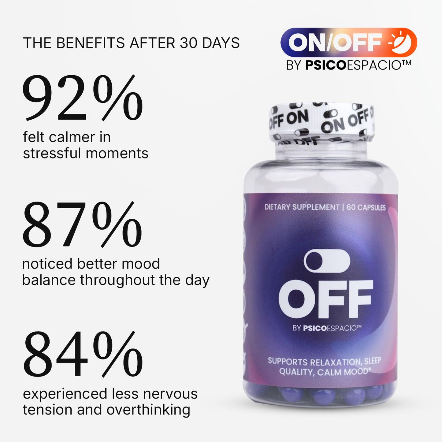 OFF BY PSICOESPACIO L-Theanine Night Time Melatonin Sleep Aid Capsules, 60 Count