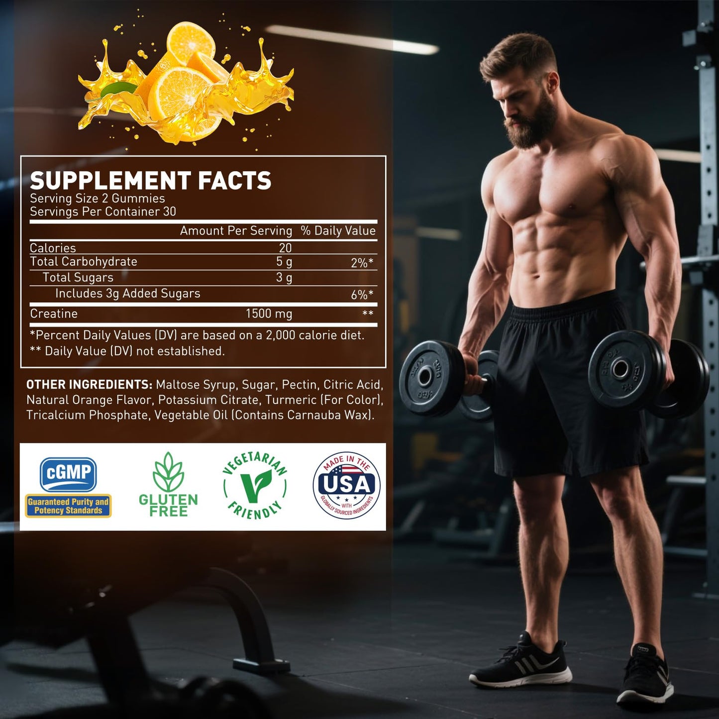 Novafun Creatine Gummies 1500mg for Workout Performance, 60 Count