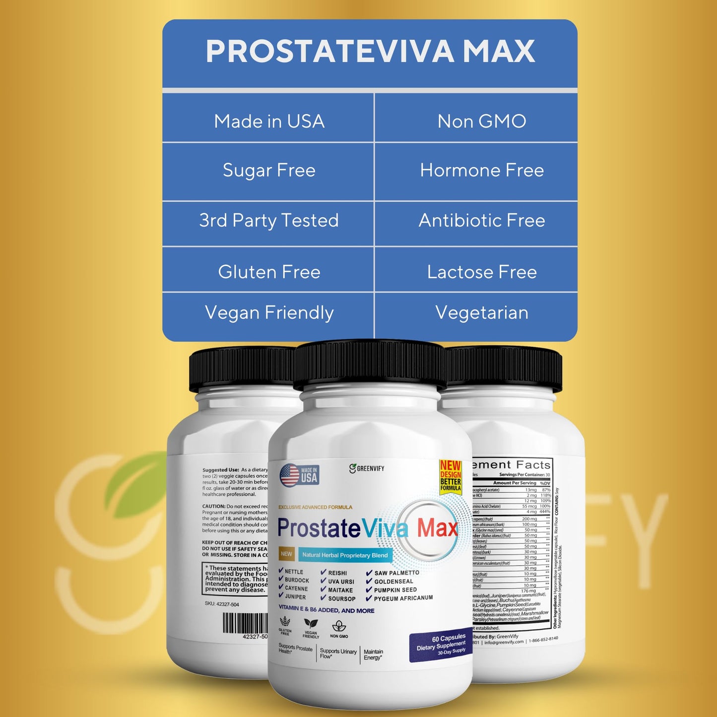 GREENVIFY ProstateViva MaxProstate Supplements for Men Capsules, 420 Count