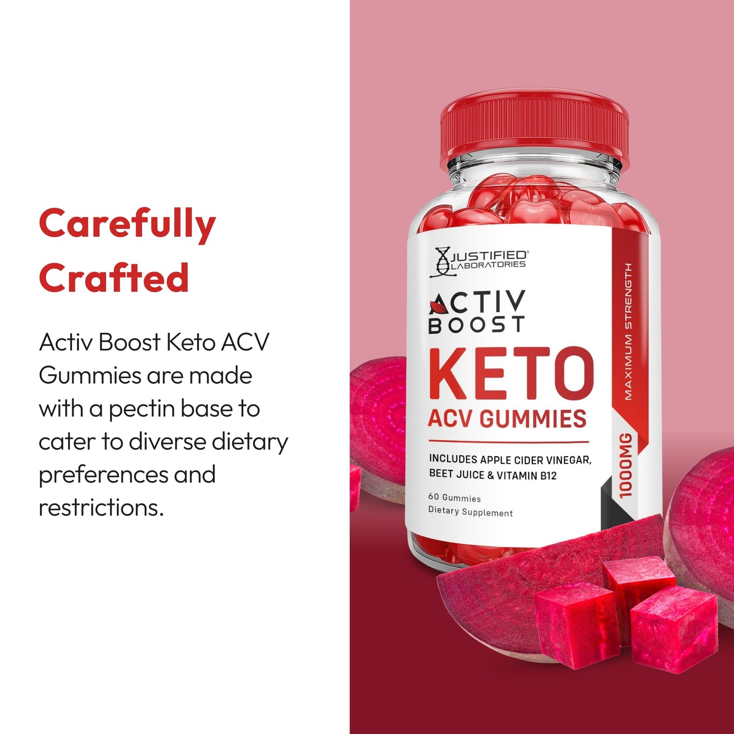 Justified Laboratories Activ Boost Keto ACV Gummies, 180 Count