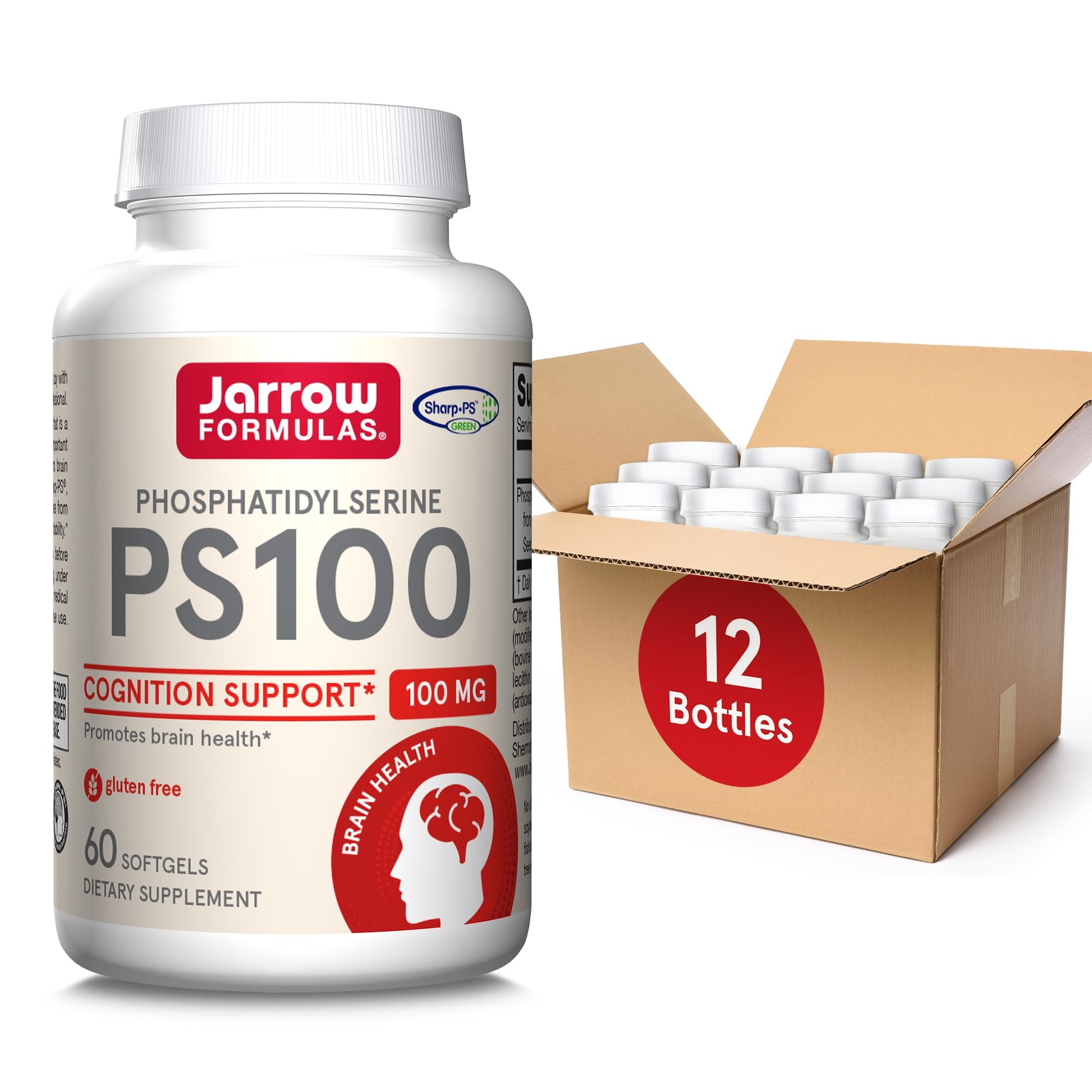 Jarrow Formulas PS100 Phosphatidylserine 100 mg Dietary Supplement for Brain Health and Cognition Support Softgels 720