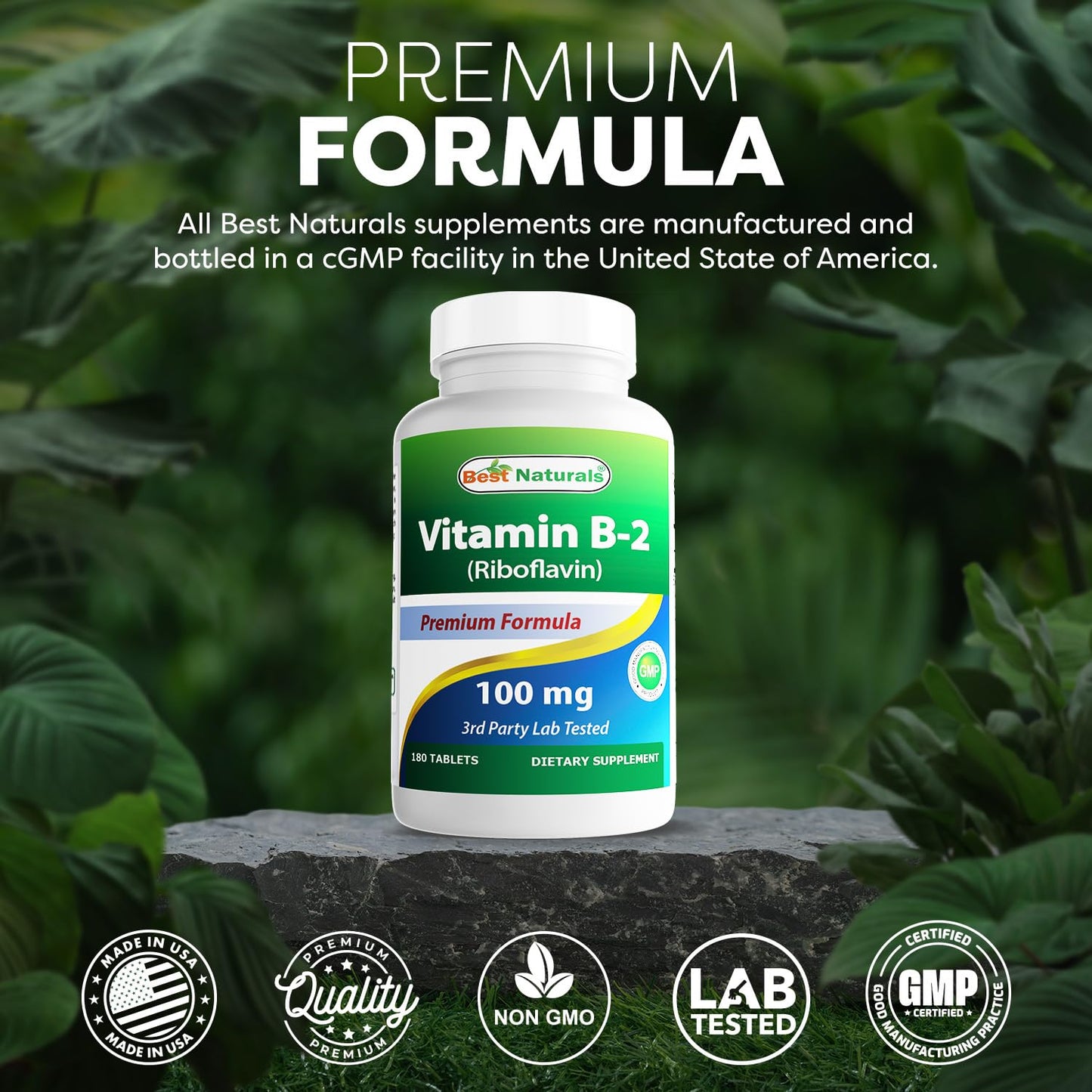 Best Naturals Vitamin B2 (Riboflavin) 100 mg Tablet, 180 Tablets