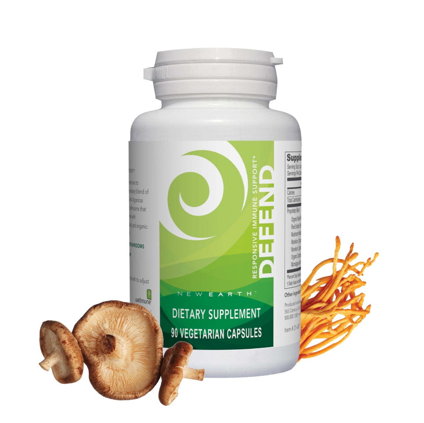 New Earth Defend Immune Support Mushroom Supplement Capsules, 90