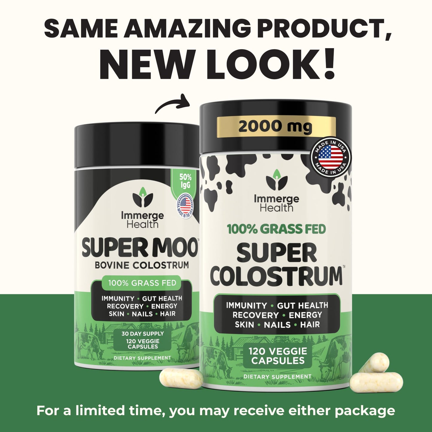 Immerge Health Super Colostrum Capsules, 120 Count