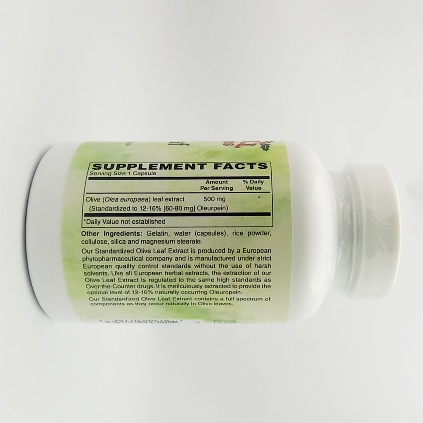 Holly Hill Health Foods Standardized Olive Leaf 500 mg Capsules, 120 Count