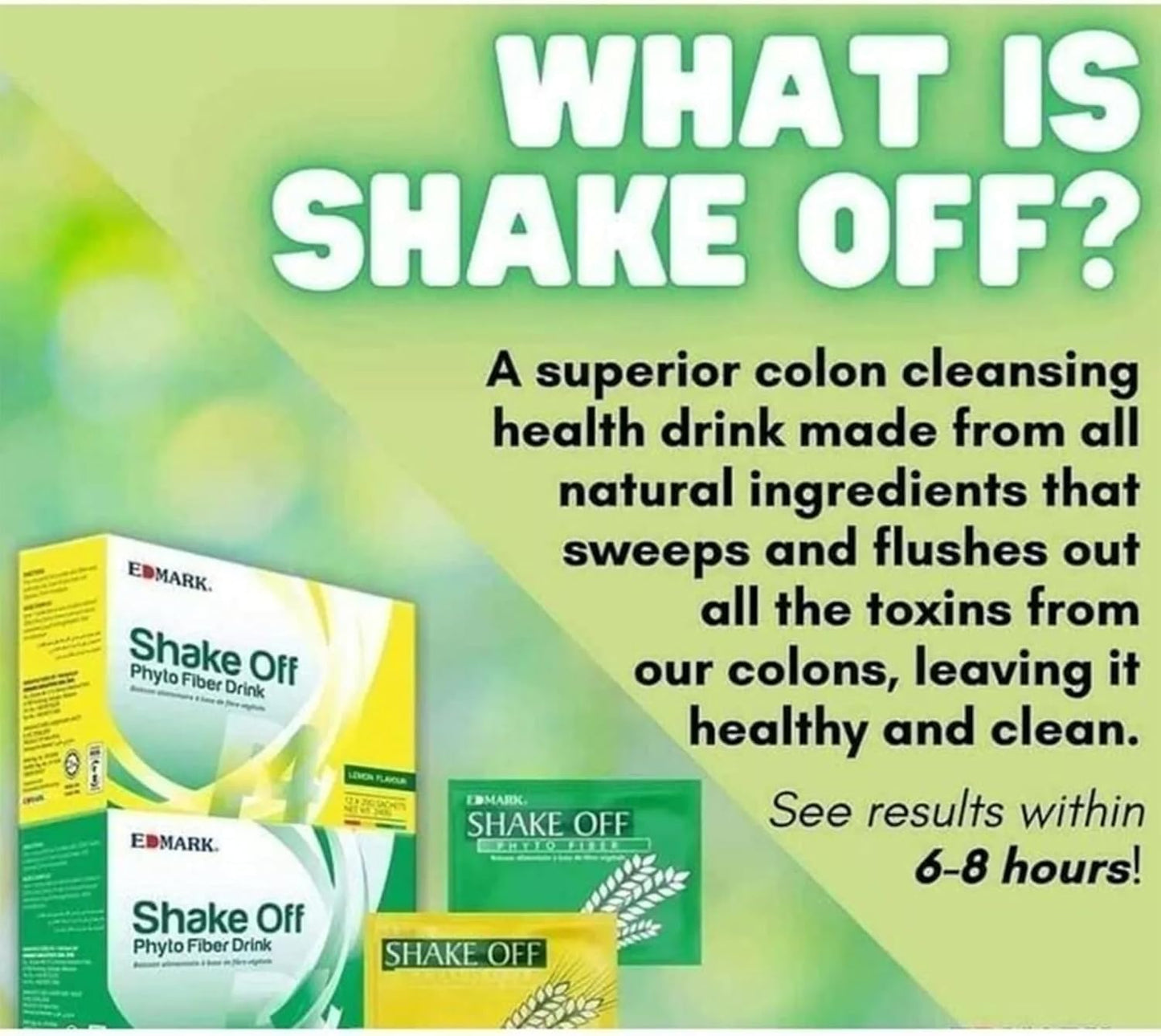 EDMARK Shake Off Phyto Fiber Drink Pandan Flavor Powder, 12 Sachets
