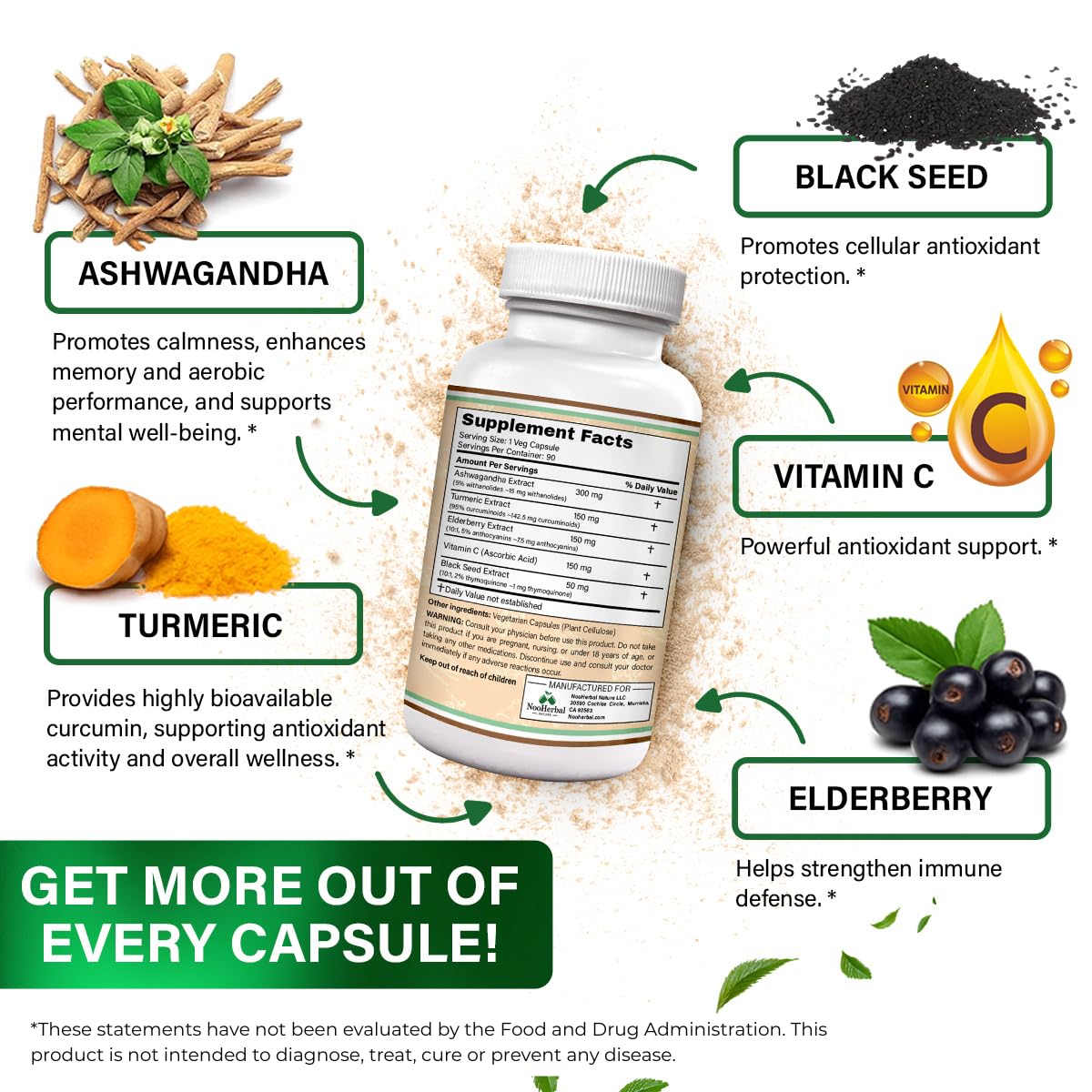 NooHerbal Nature Ashwagandha 800mg Capsule, 90 Capsules