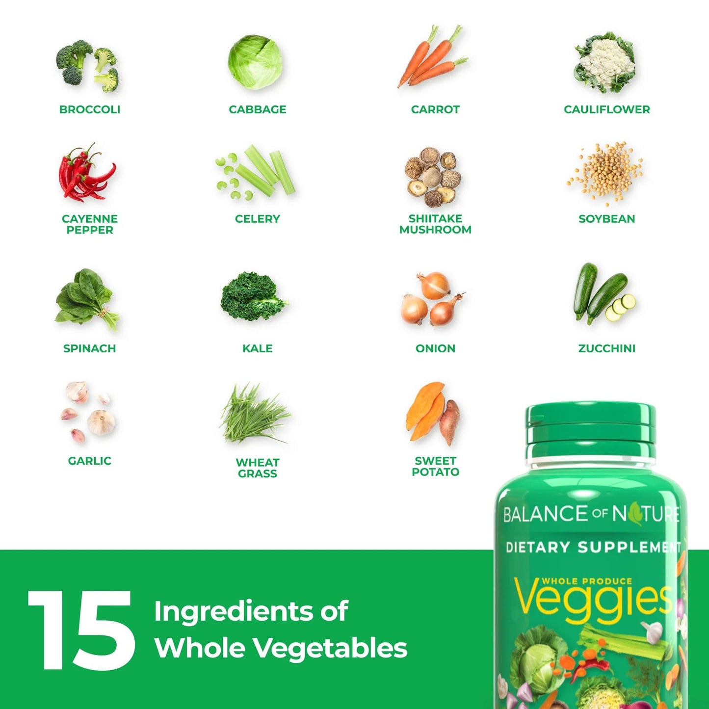 Balance of Nature Whole Veggies Superfood Supplement Capsules 90 Count
