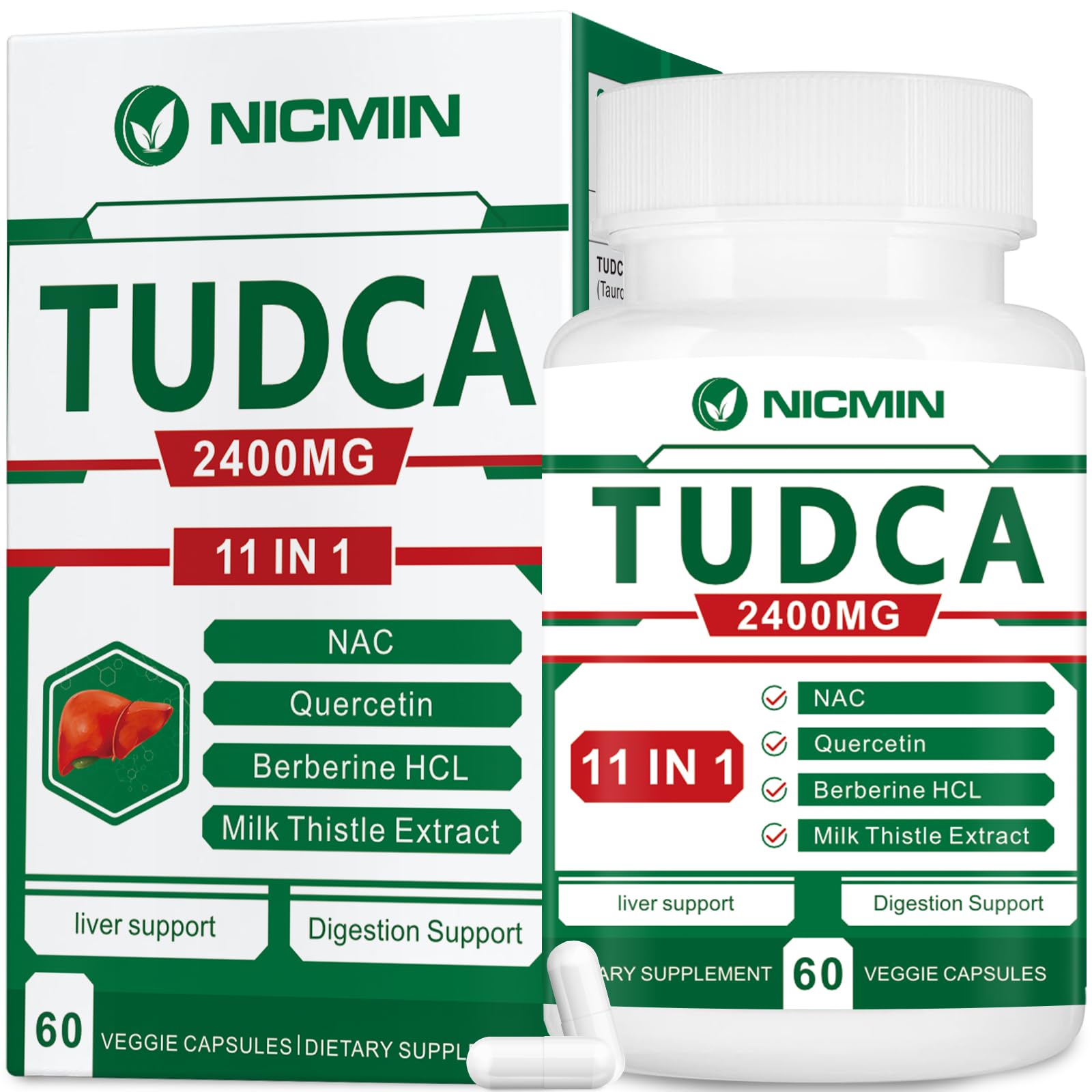 NICMIN TUDCA Supplements 2400MG Capsules 60 Count