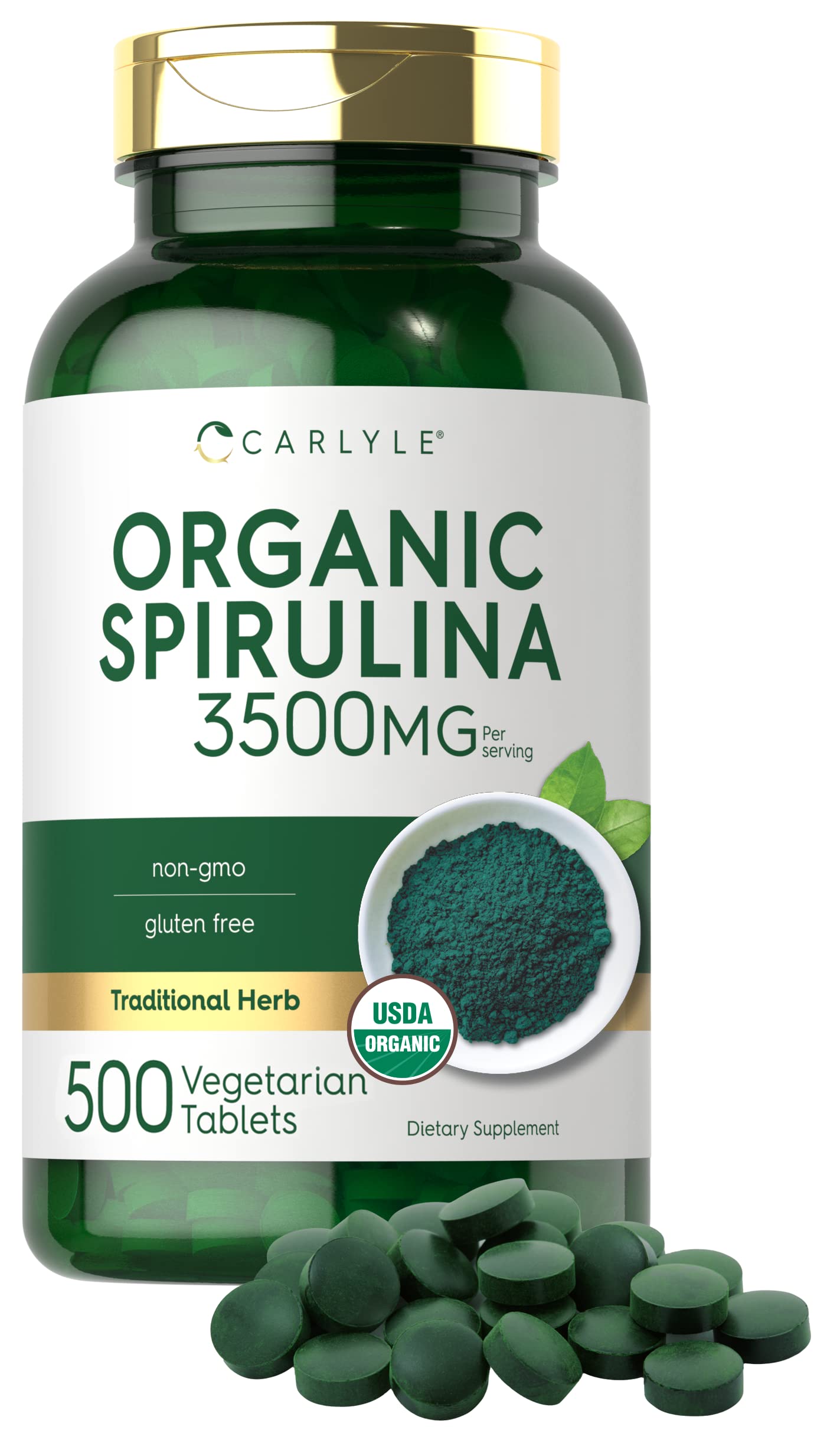 Carlyle Organic Spirulina Tablets 3500mg, 500 Tablets