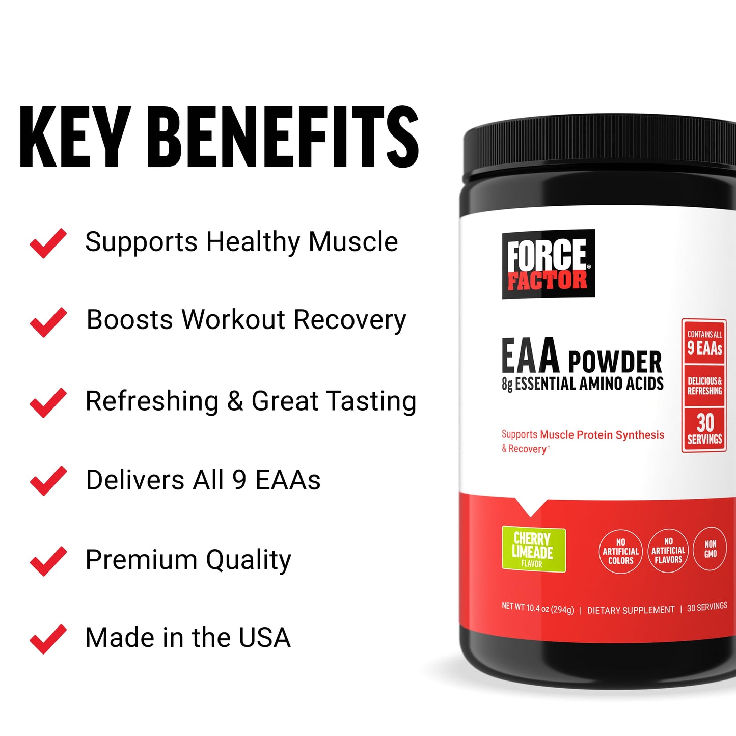 Force Factor Essential Amino Acids Full Spectrum EAAs Powder 32 Servings