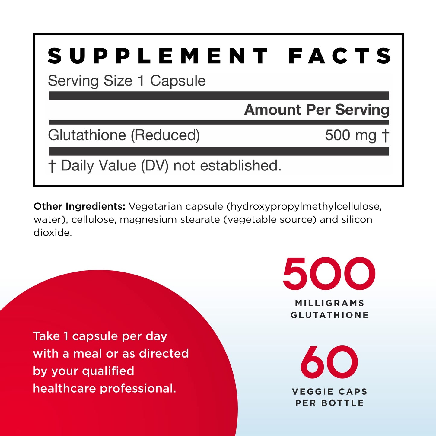 Jarrow Formulas Glutathione Reduced 500 mg Capsules 120 Capsules