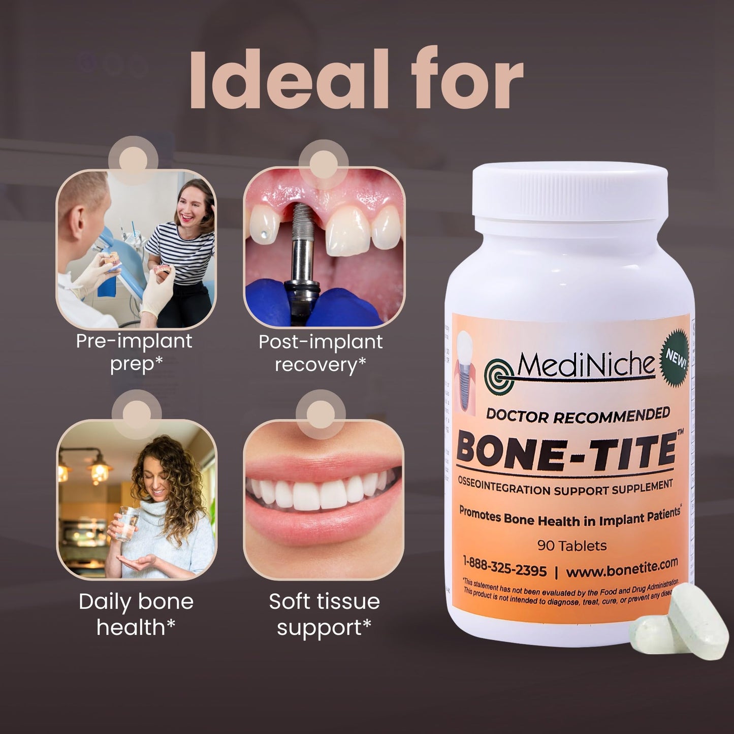 MediNiche Bone-Tite Osseointegration Support Supplement 90 Tablets