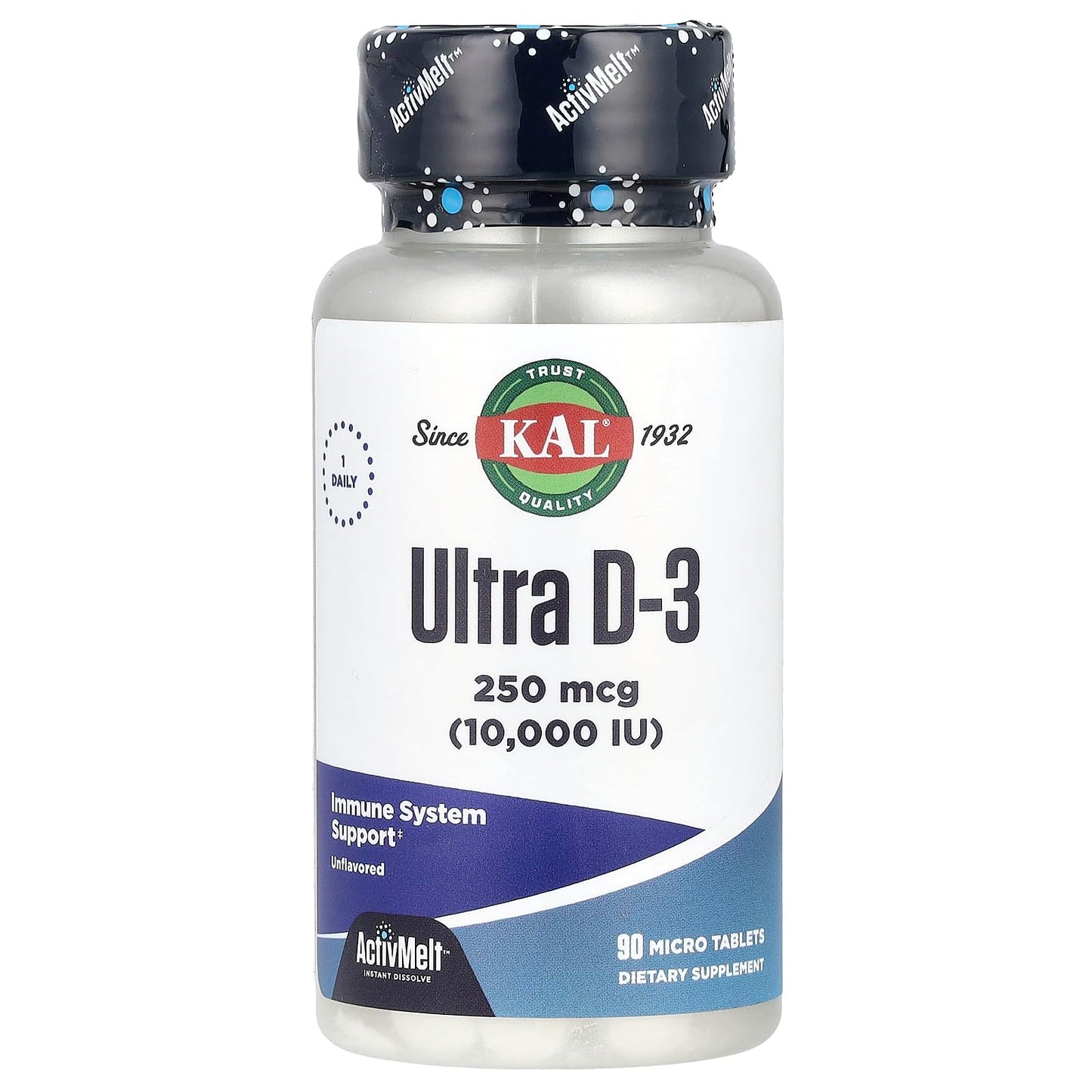 KAL Vitamin D3 10000 IU Ultra Tablets, 90 Count