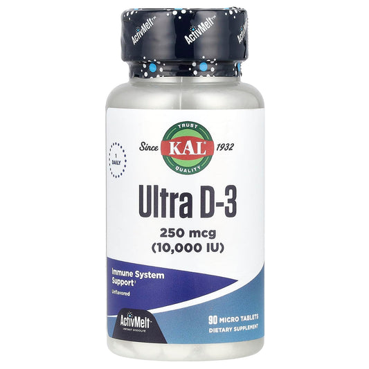 KAL Vitamin D3 10000 IU Ultra Tablets, 90 Count